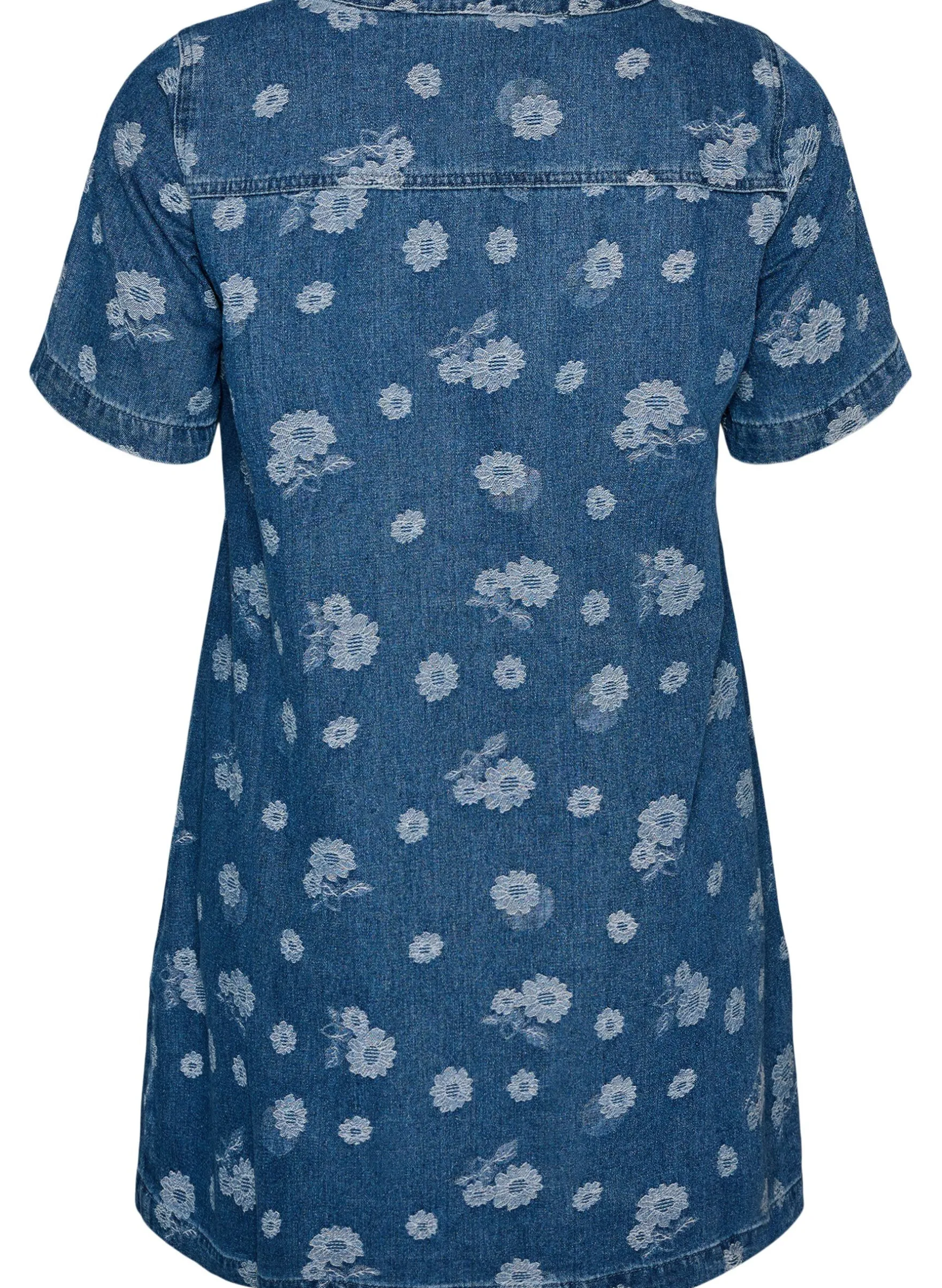 A-Linien-Kleid aus Denim mit Blumenmuster