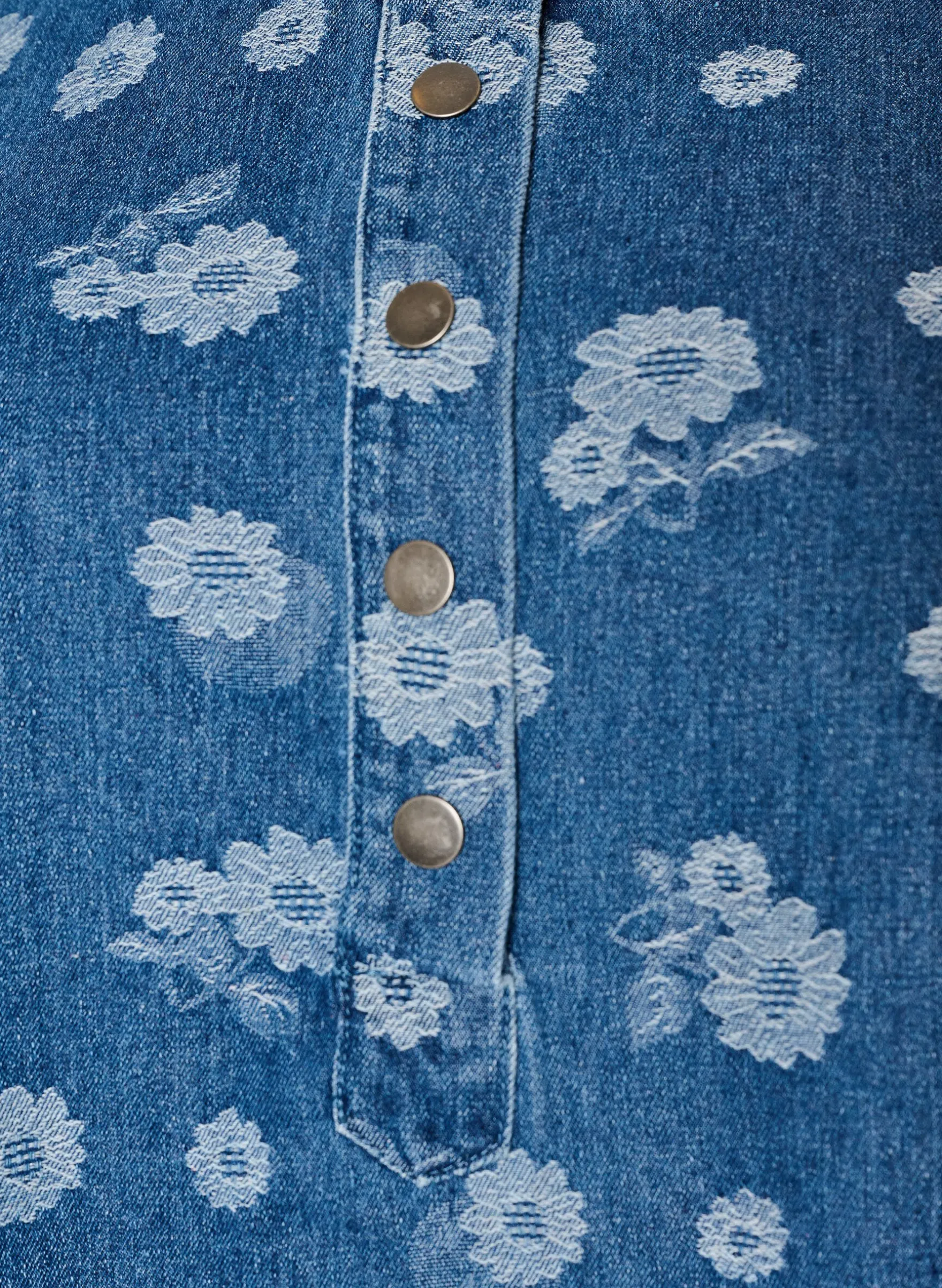 A-Linien-Kleid aus Denim mit Blumenmuster