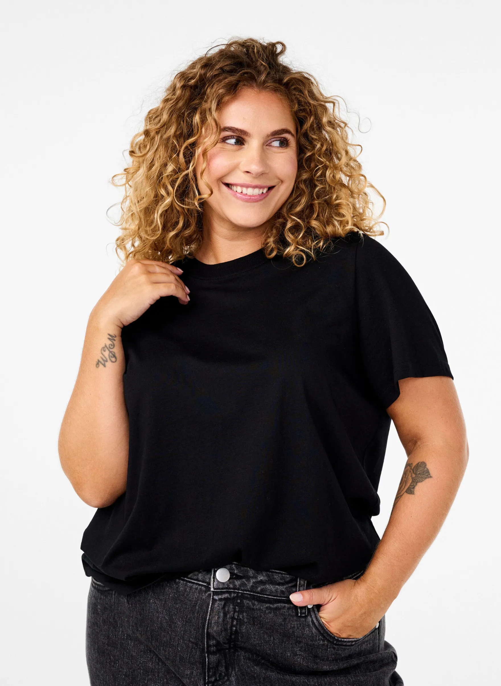 Basic-T-Shirt aus Baumwolle mit Rundhalsausschnitt