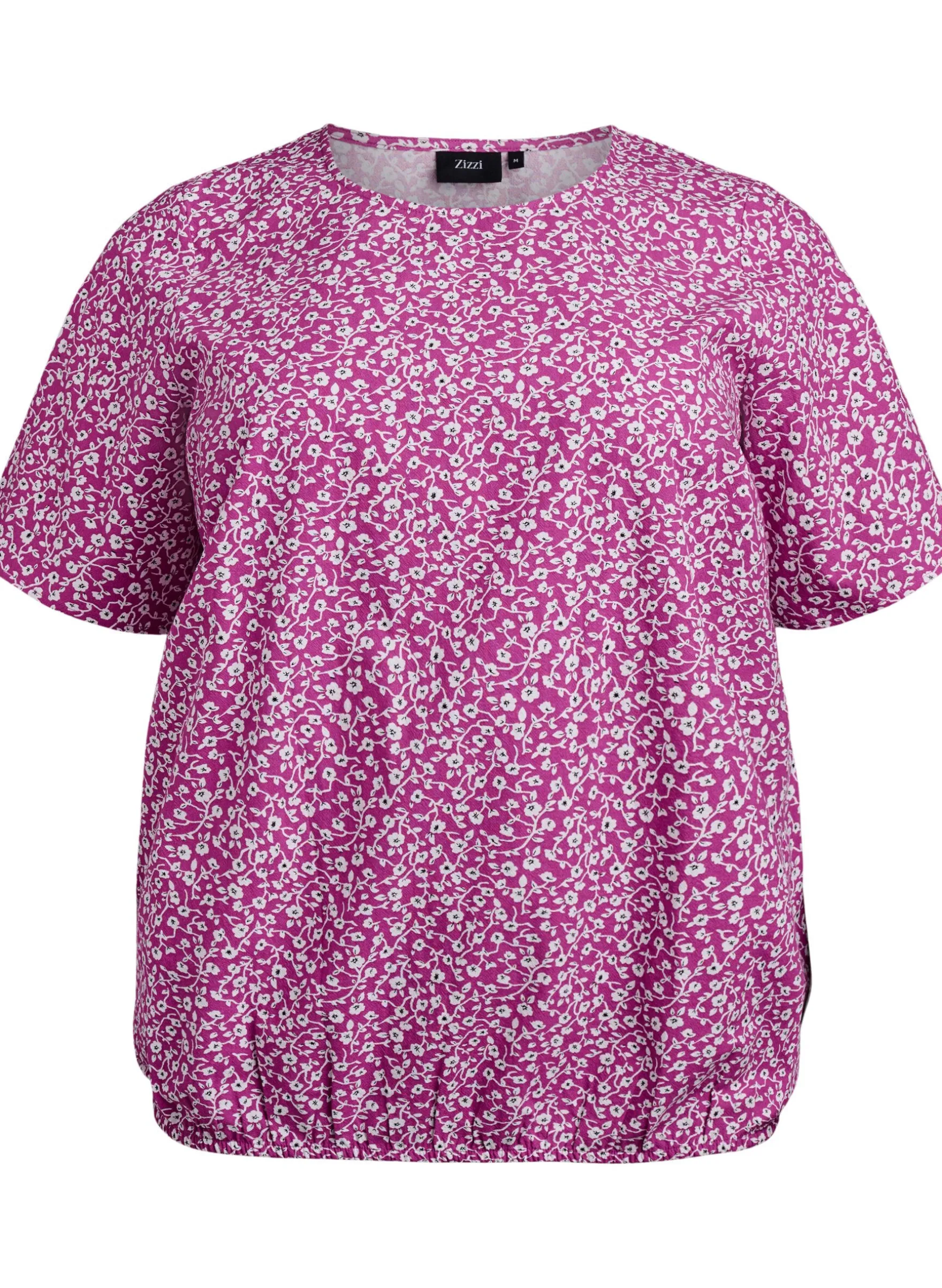 Baumwoll-Bluse mit Print und kurzen Ärmeln