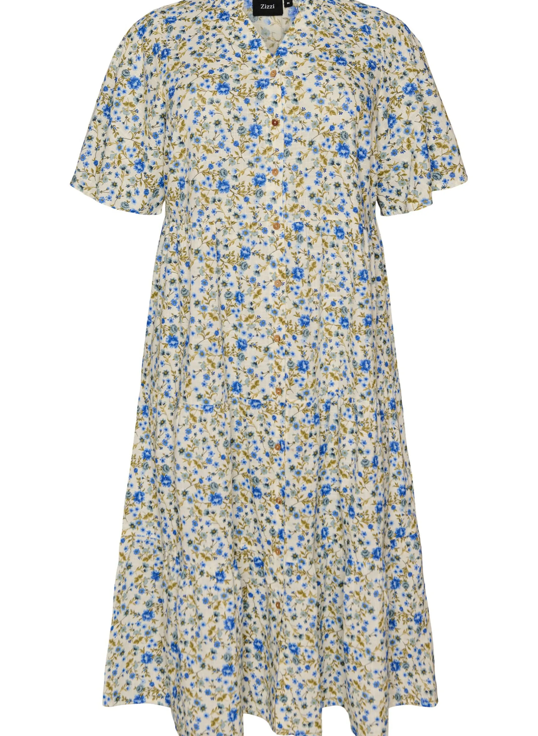 Baumwoll-Midikleid mit Blumenprint