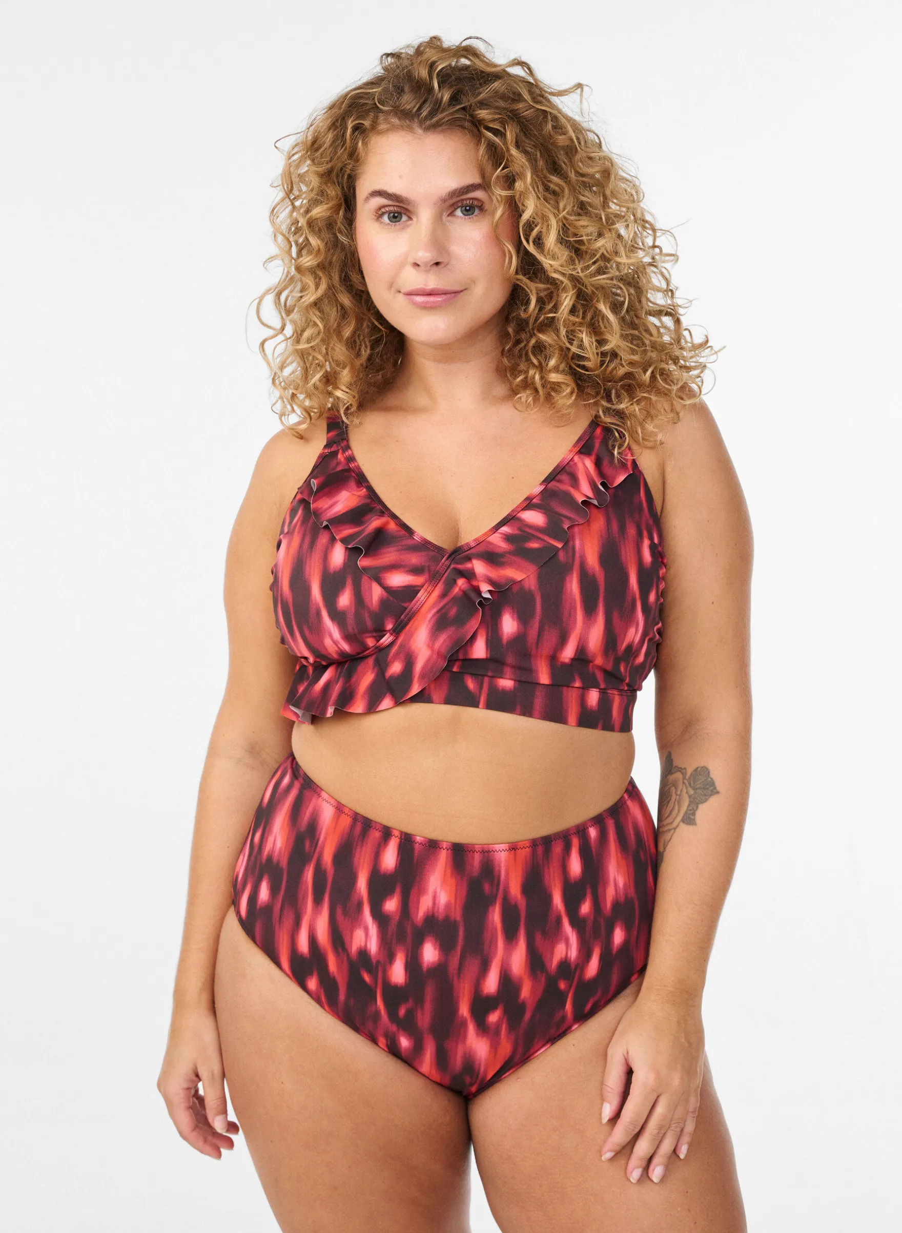 Bikini-Slip mit Print und hoher Taille