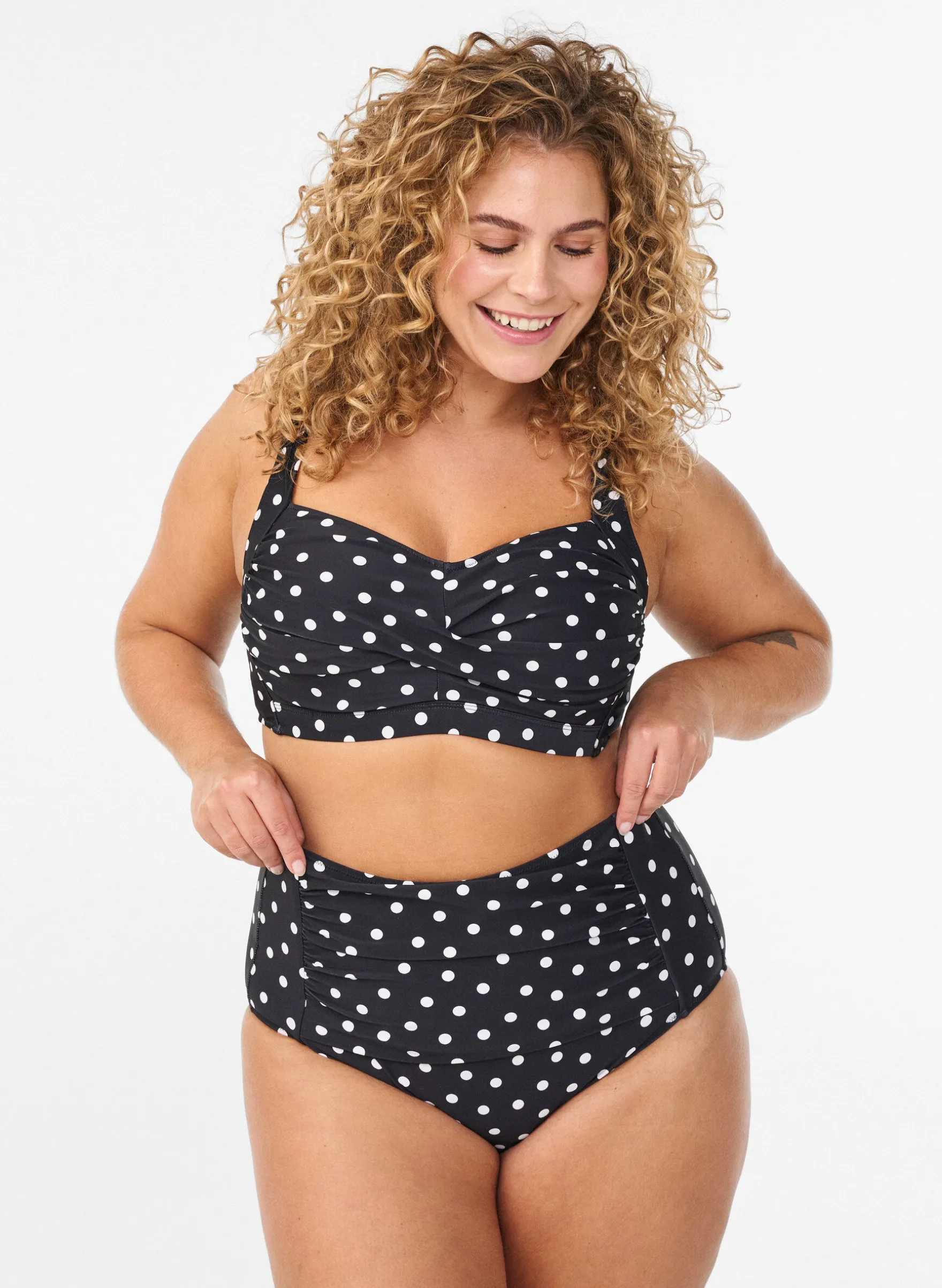 Bikini-Slip mit Print und hoher Taille