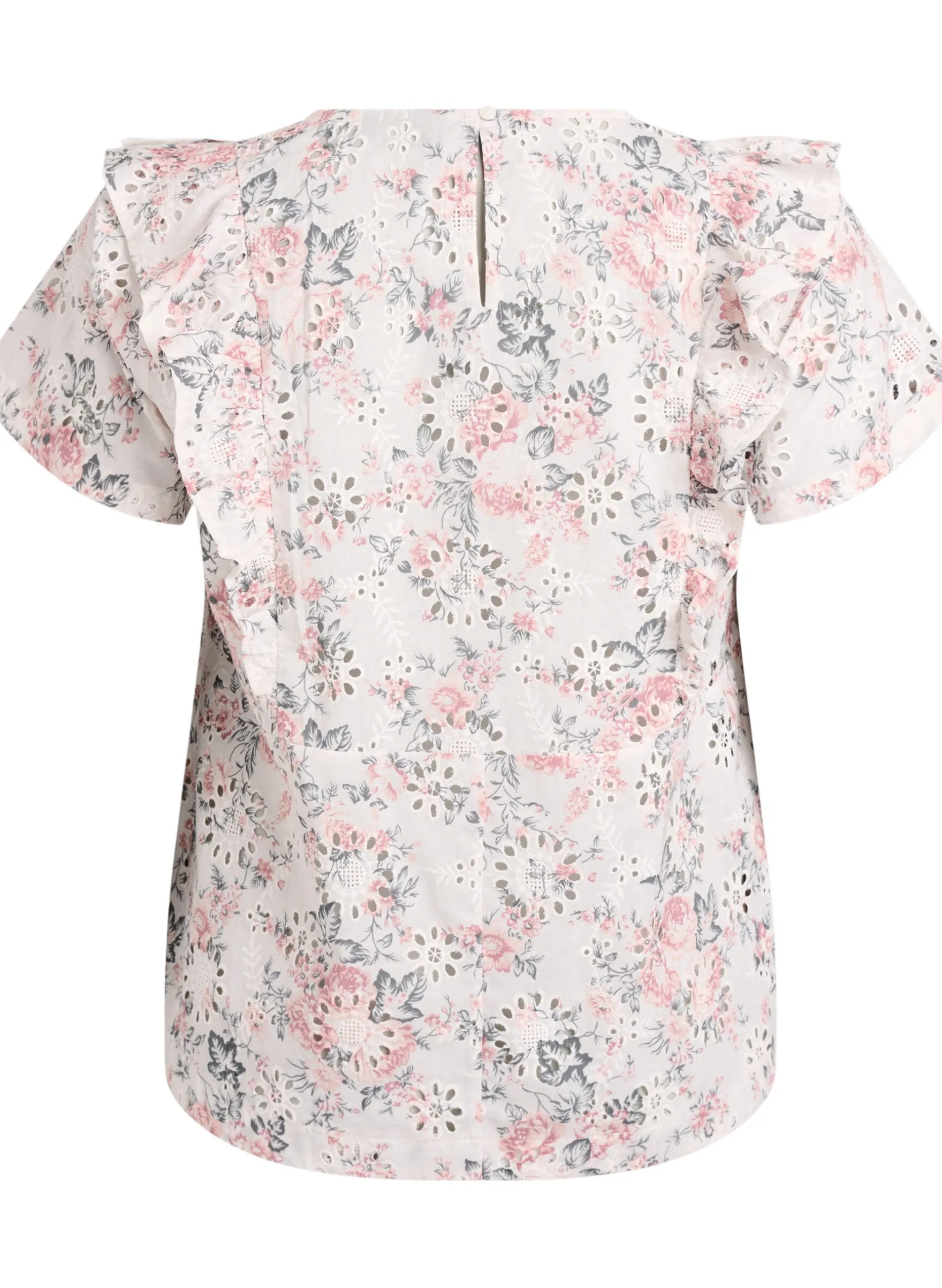 Bluse aus Baumwolle mit Broderie Anglaise und Rüschen
