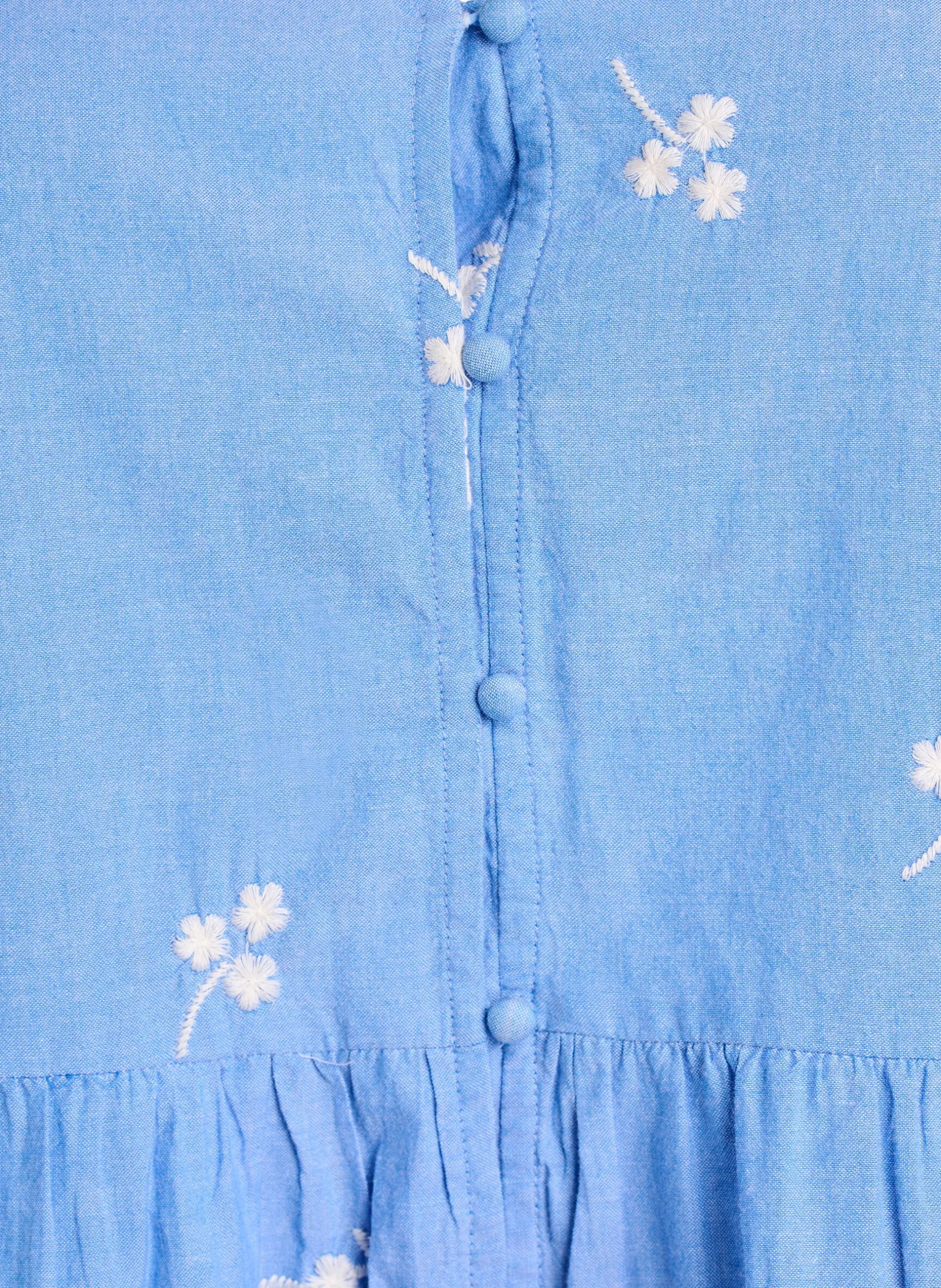 Bluse aus Baumwolle mit gestickten Blumen und Knopfverschluss