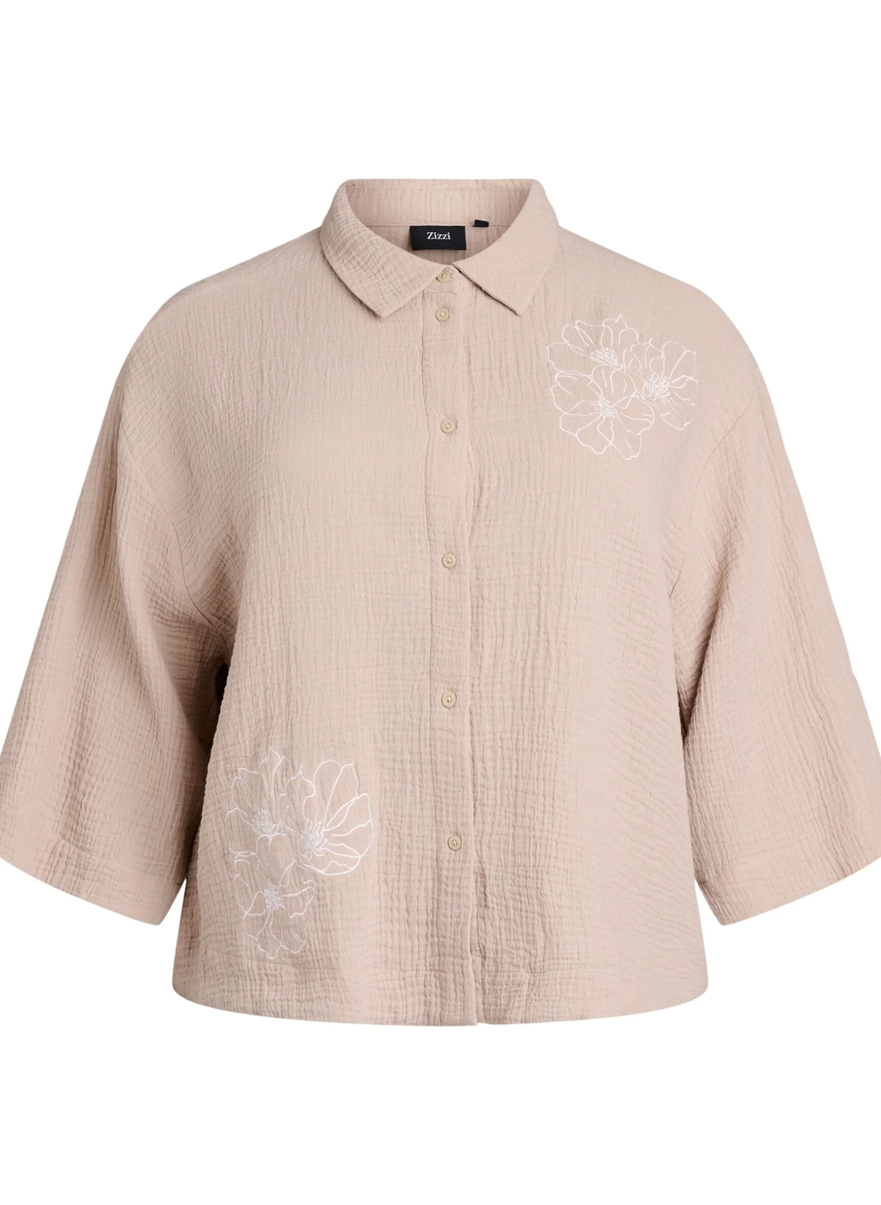 Bluse aus Baumwoll-Musselin mit gestickten Details