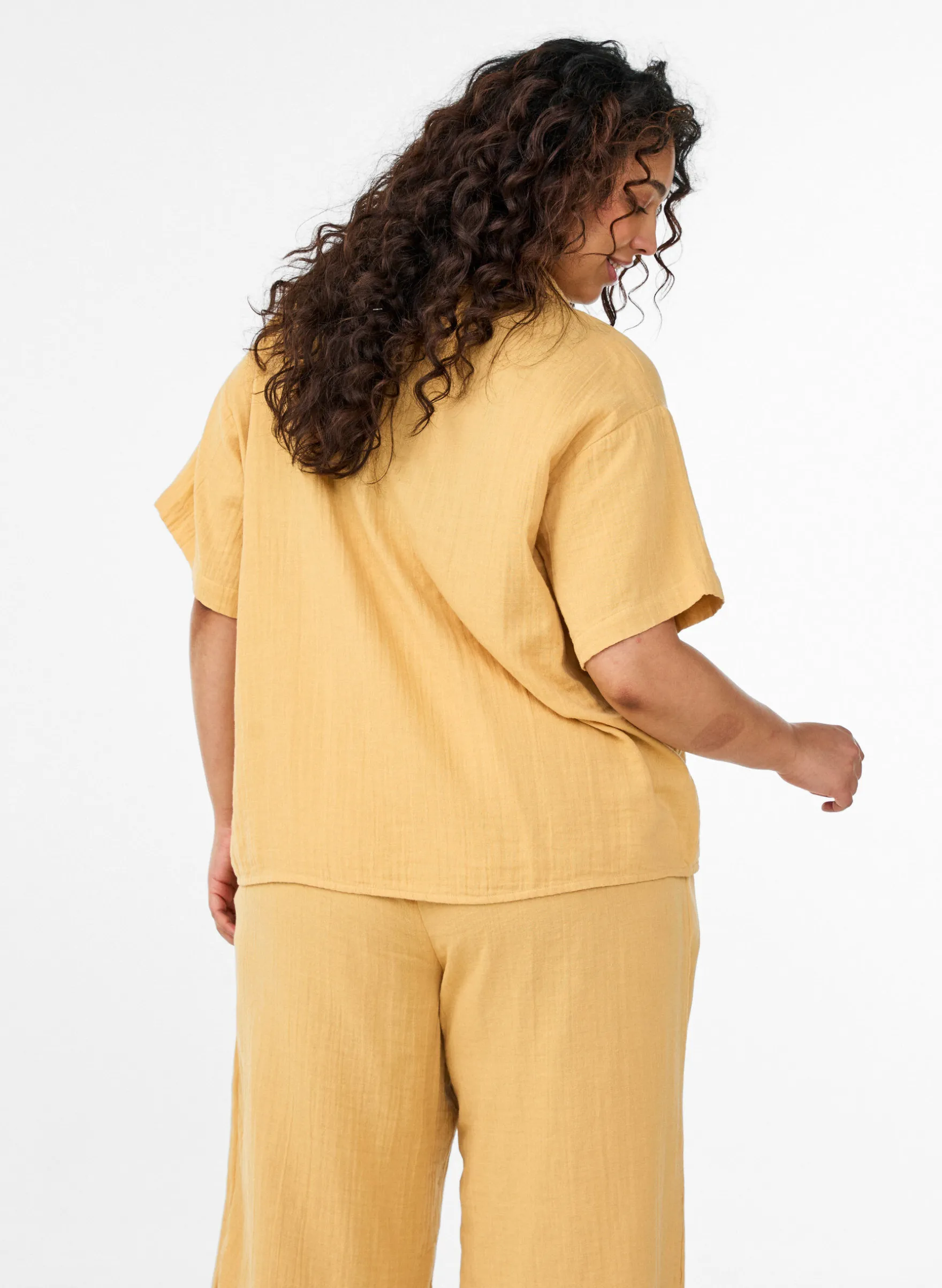 Bluse aus Baumwoll-Musselin mit kurzen Ärmeln