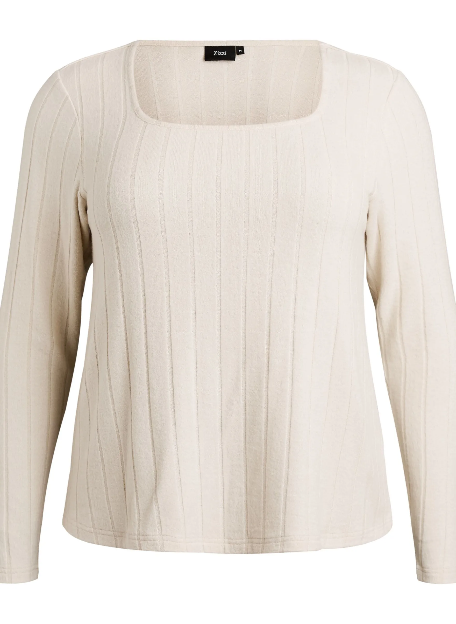 Bluse aus Jersey mit eckigem Ausschnitt und Rippstruktur