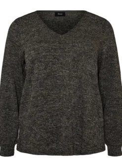 Bluse aus Jersey mit V-Ausschnitt und langen Ärmeln