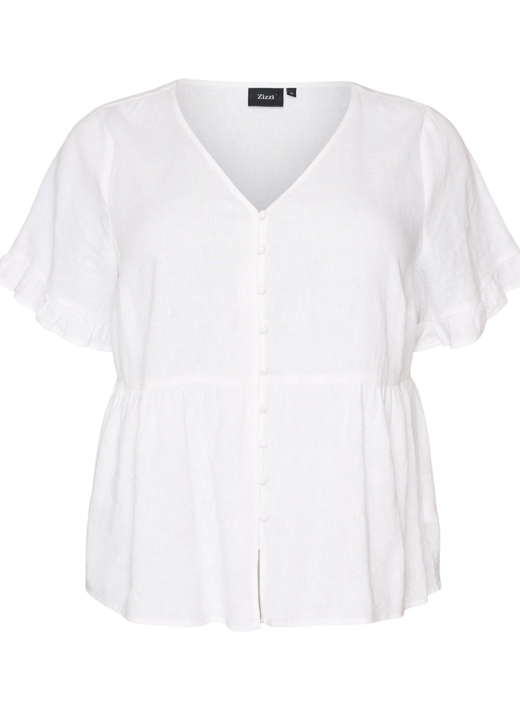 Bluse aus Leinen und Viskose mit V-Ausschnitt und Knopfverschluss