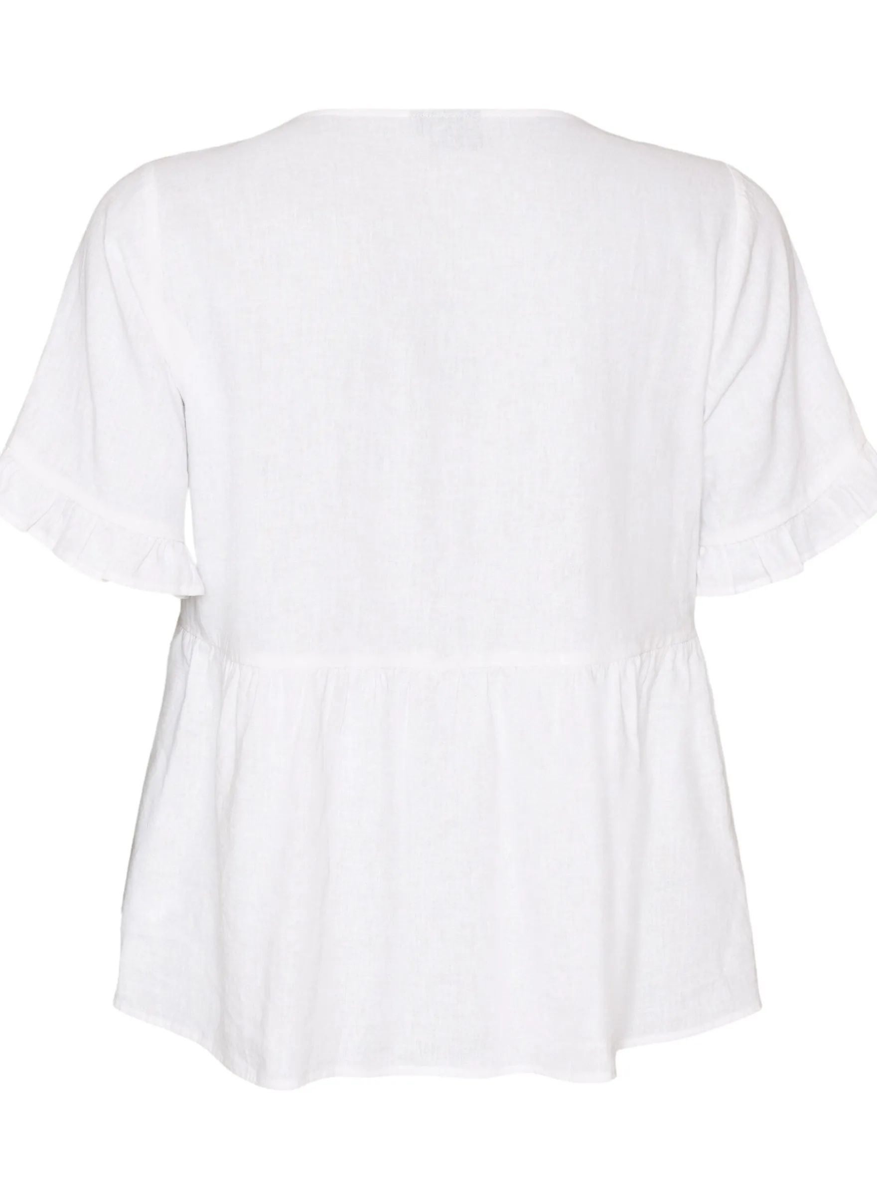 Bluse aus Leinen und Viskose mit V-Ausschnitt und Knopfverschluss