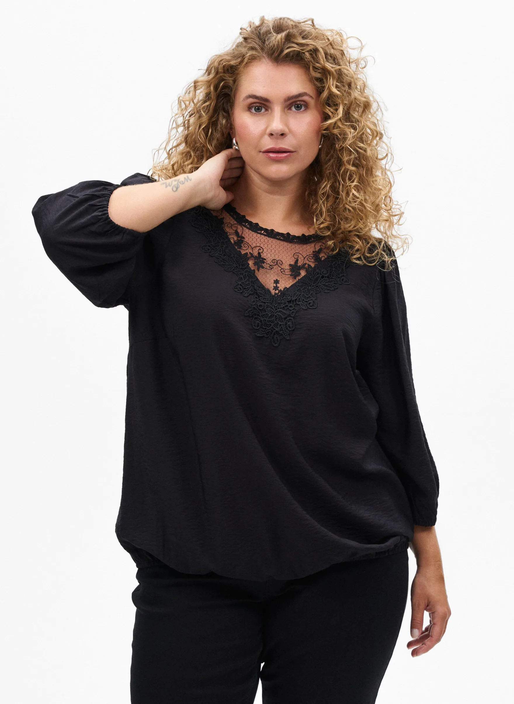 Bluse aus Spitze mit 3/4-Ärmeln