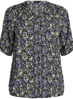 Bluse aus Viskose mit Print und Knopfverschluss