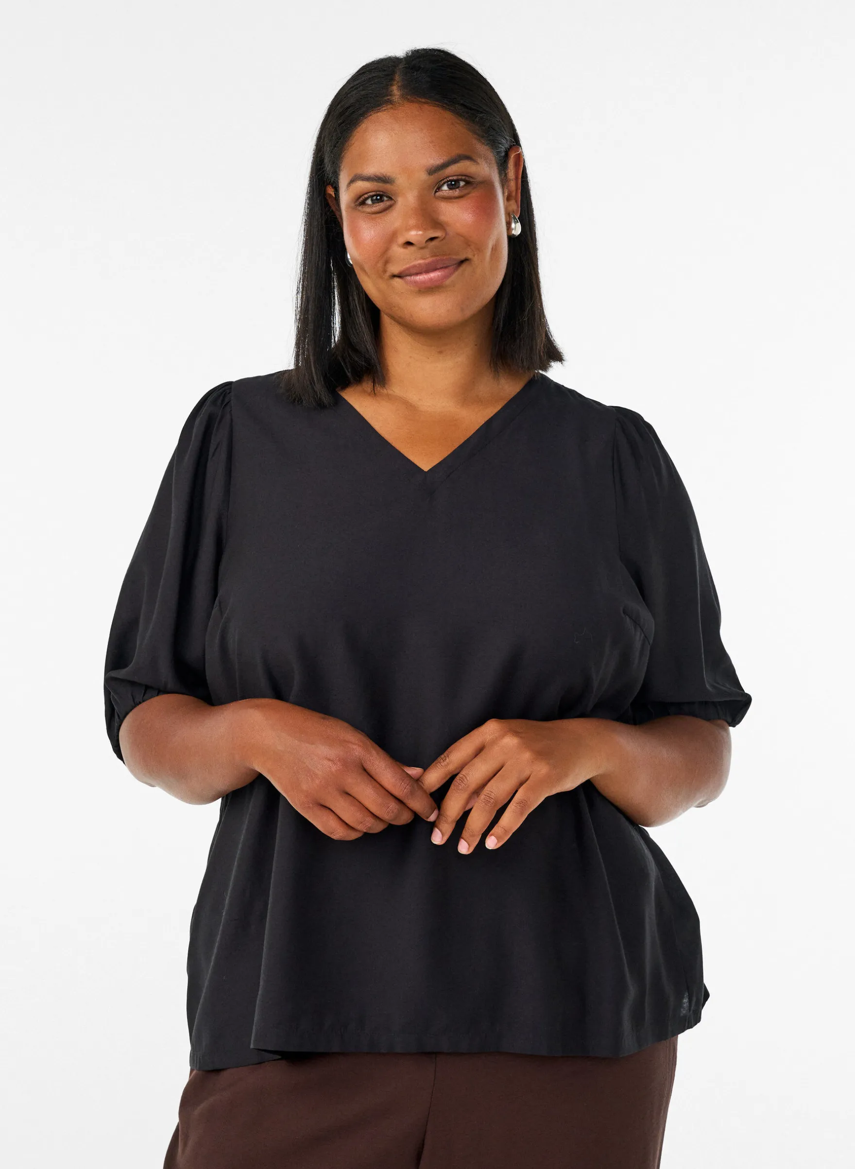 Bluse aus Viskose mit V-Ausschnitt