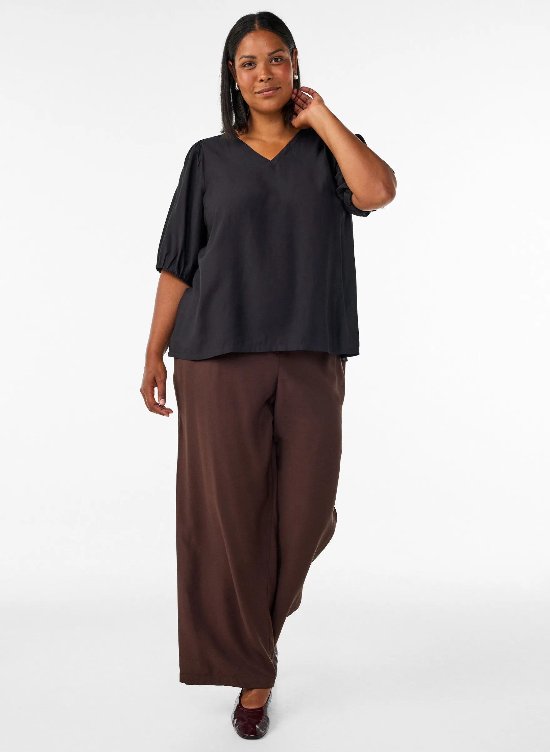 Bluse aus Viskose mit V-Ausschnitt