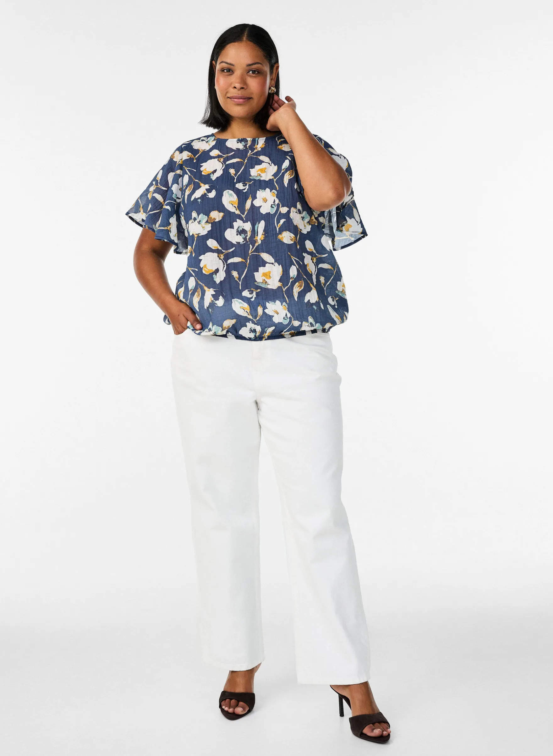 Bluse mit Ballonform und Flügelärmeln
