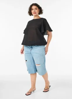 Bluse mit Ballonform und Flügelärmeln