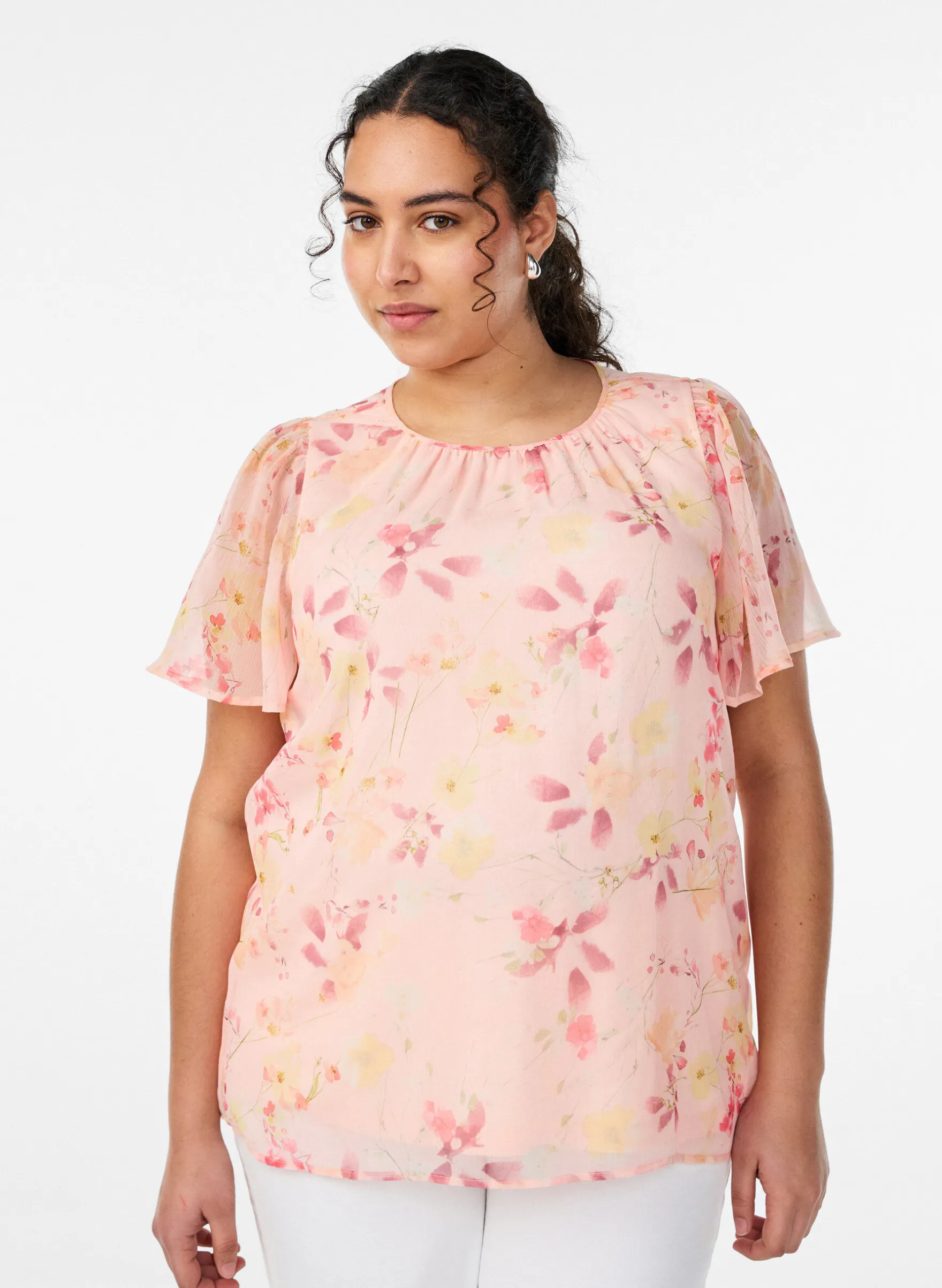 Bluse mit Blumenprint und luftigen Ärmeln