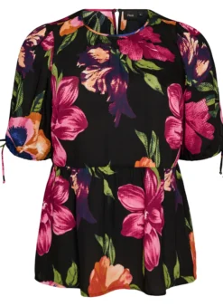 Bluse mit geblümtem Print und Peplum