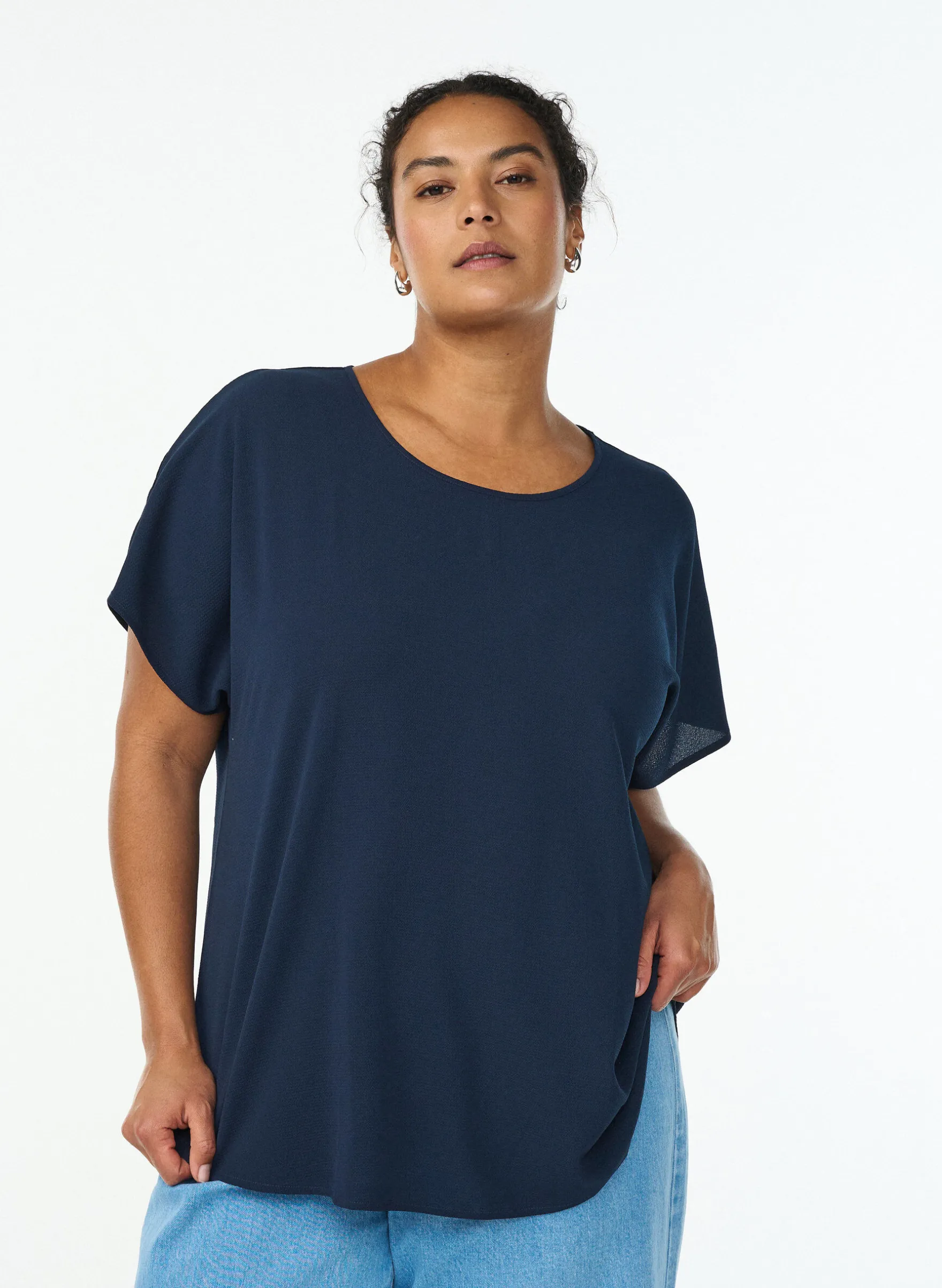 Bluse mit kurzen Ärmeln und Rundhalsausschnitt