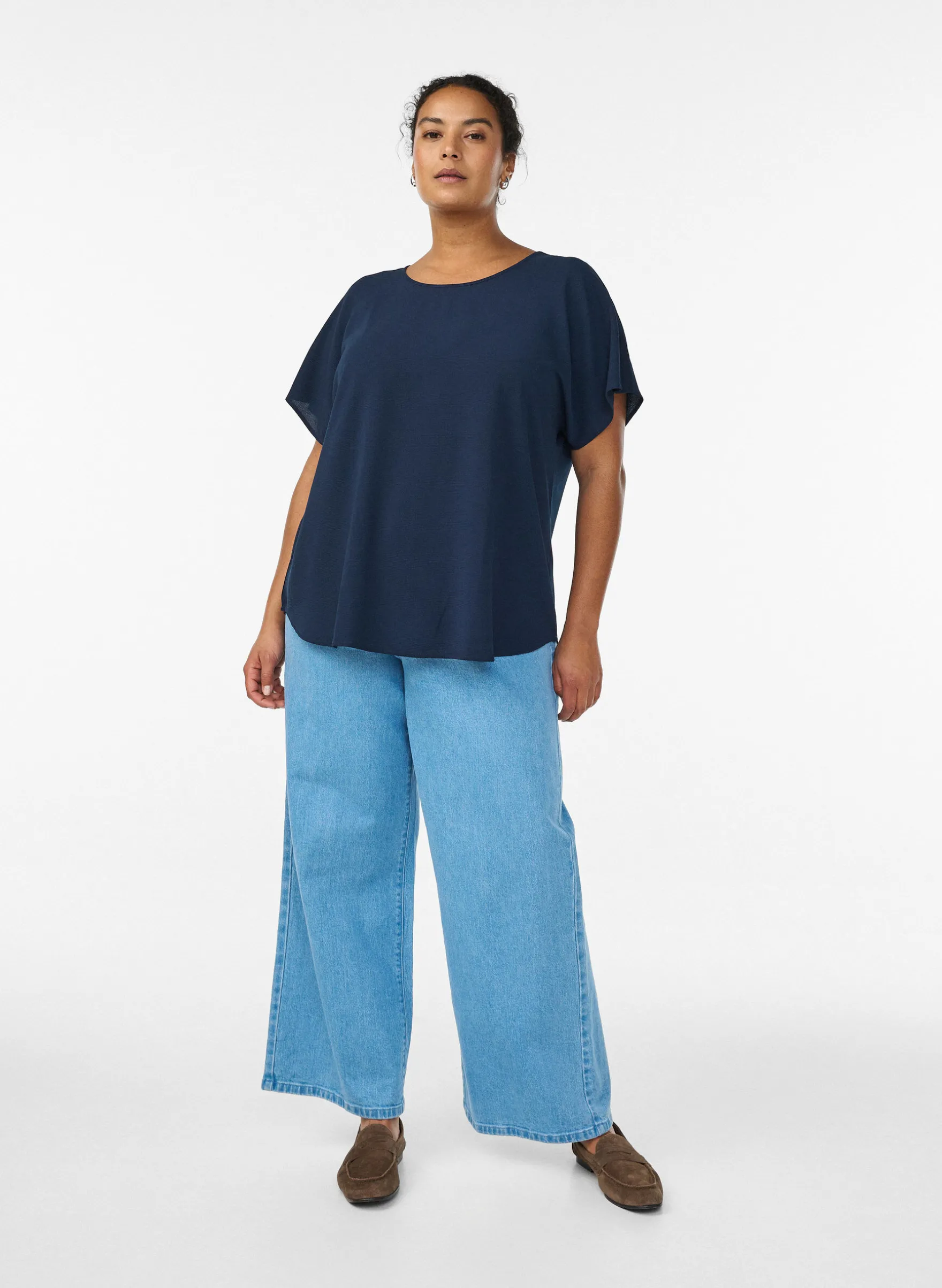 Bluse mit kurzen Ärmeln und Rundhalsausschnitt