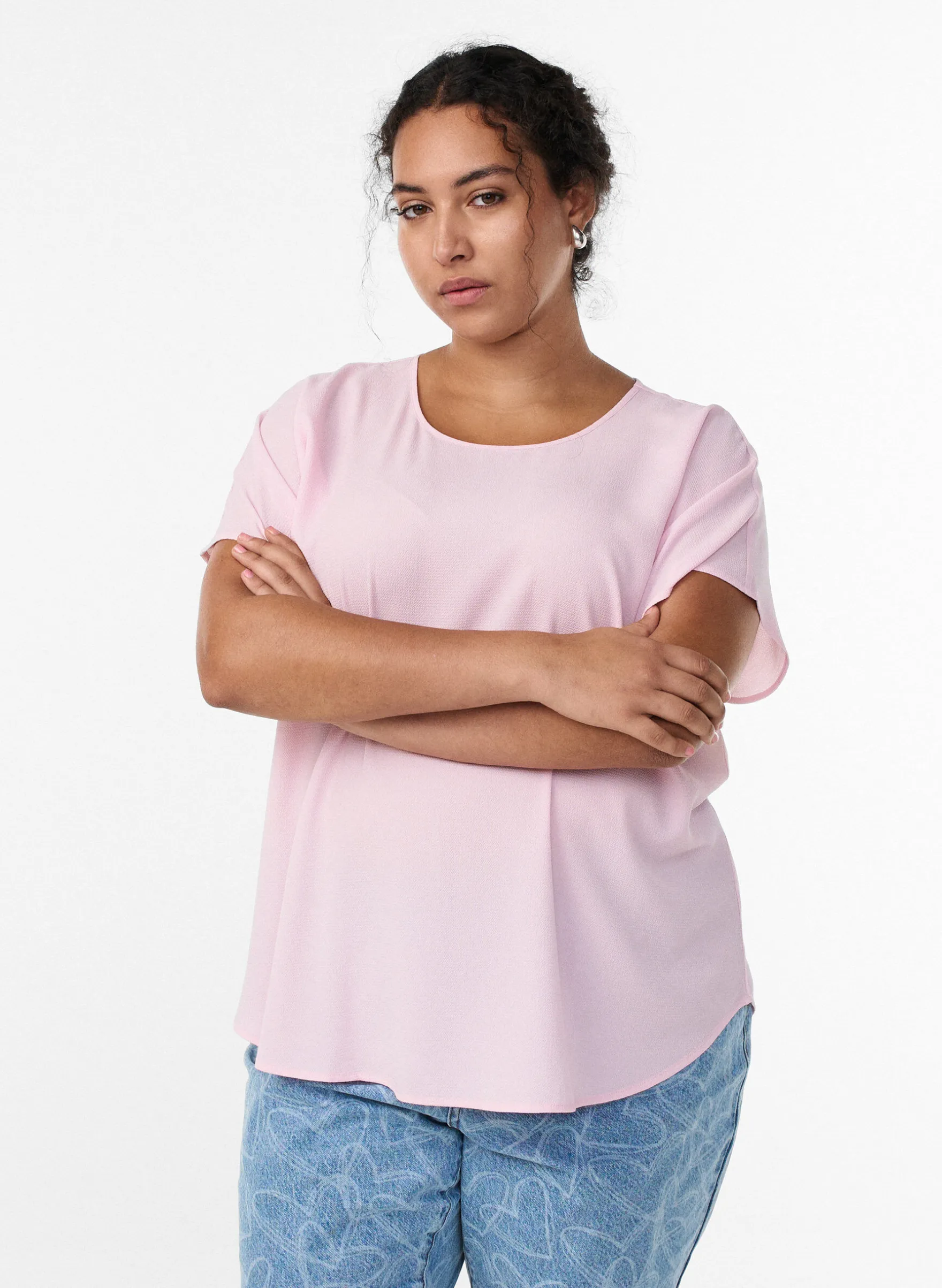 Bluse mit kurzen Ärmeln und Rundhalsausschnitt