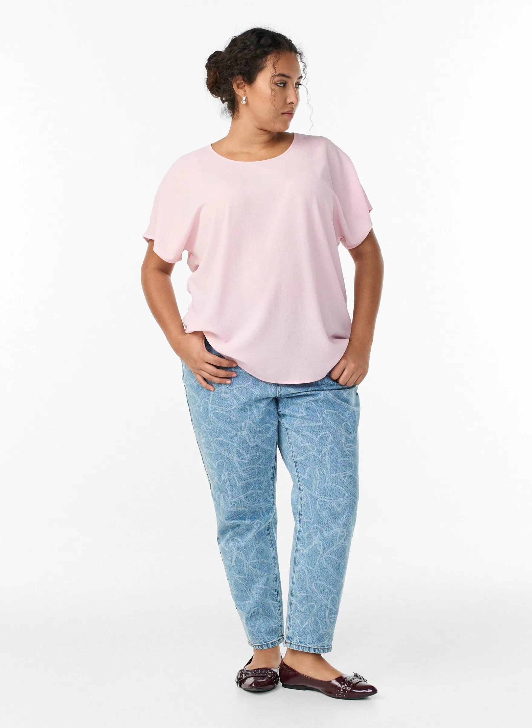 Bluse mit kurzen Ärmeln und Rundhalsausschnitt