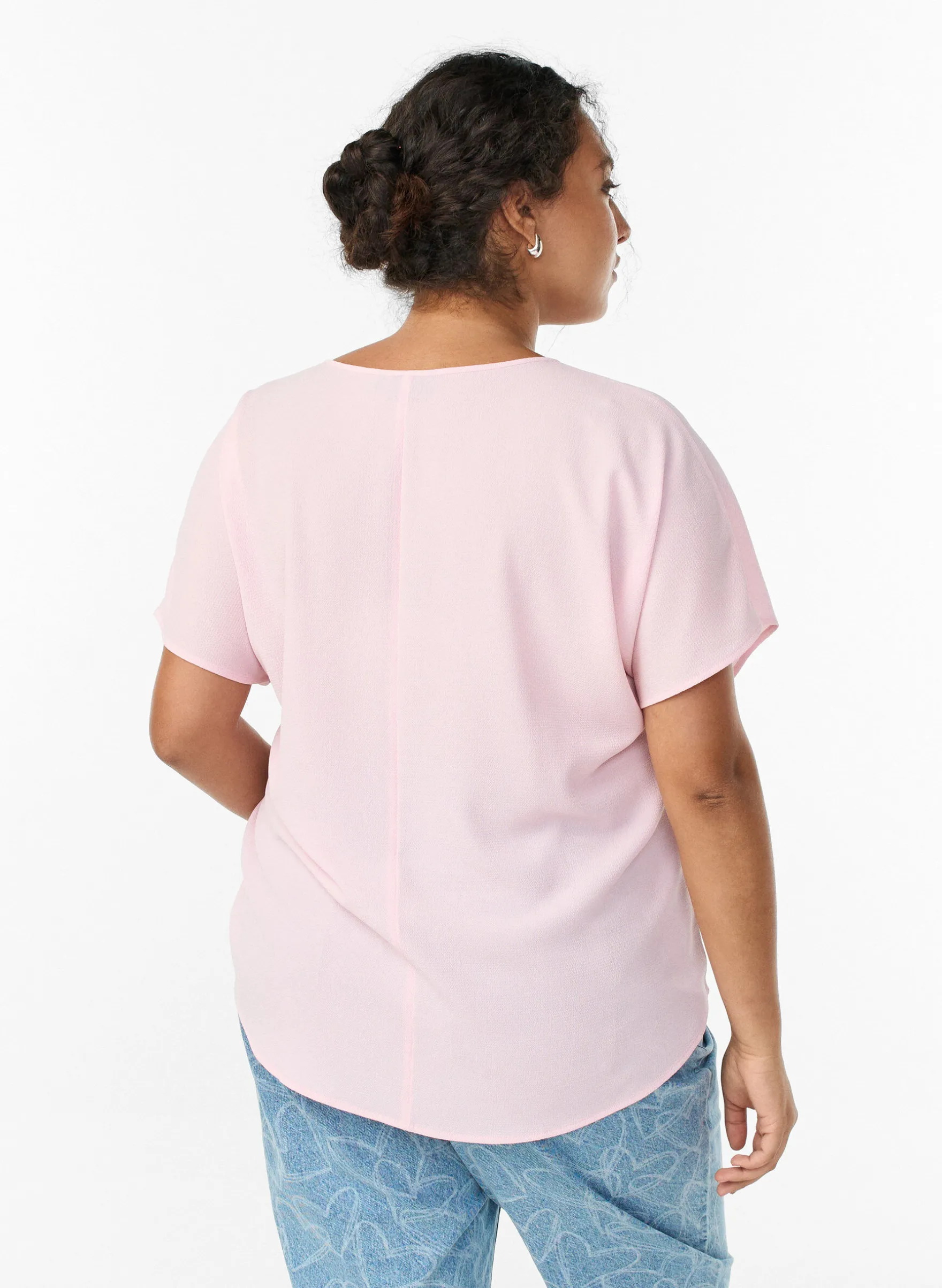 Bluse mit kurzen Ärmeln und Rundhalsausschnitt