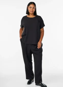 Bluse mit kurzen Ärmeln und Rundhalsausschnitt