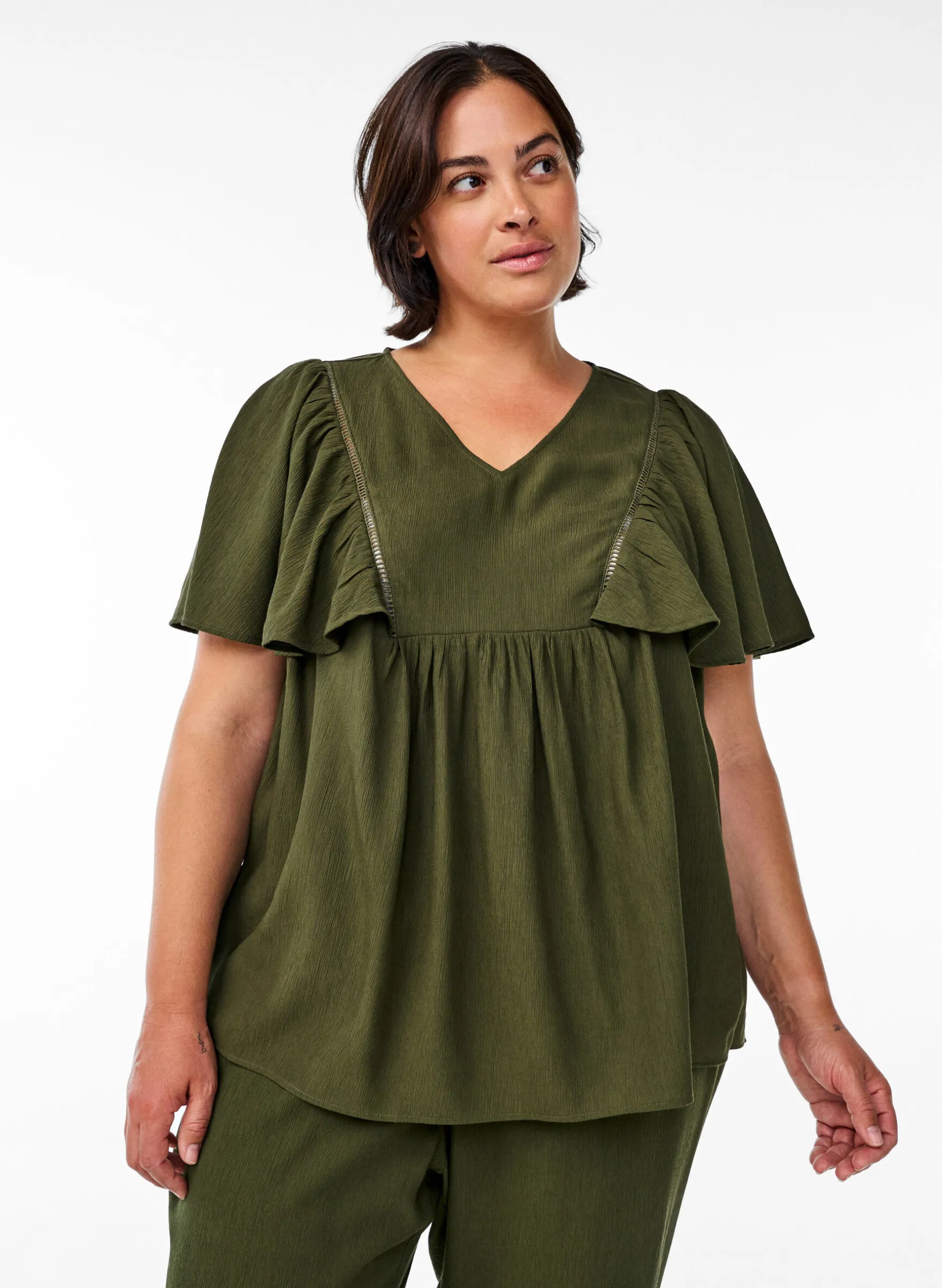 Bluse mit kurzen Rüschenärmeln