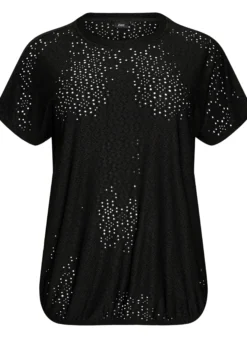 Bluse mit Lochstickerei und Ballonärmeln