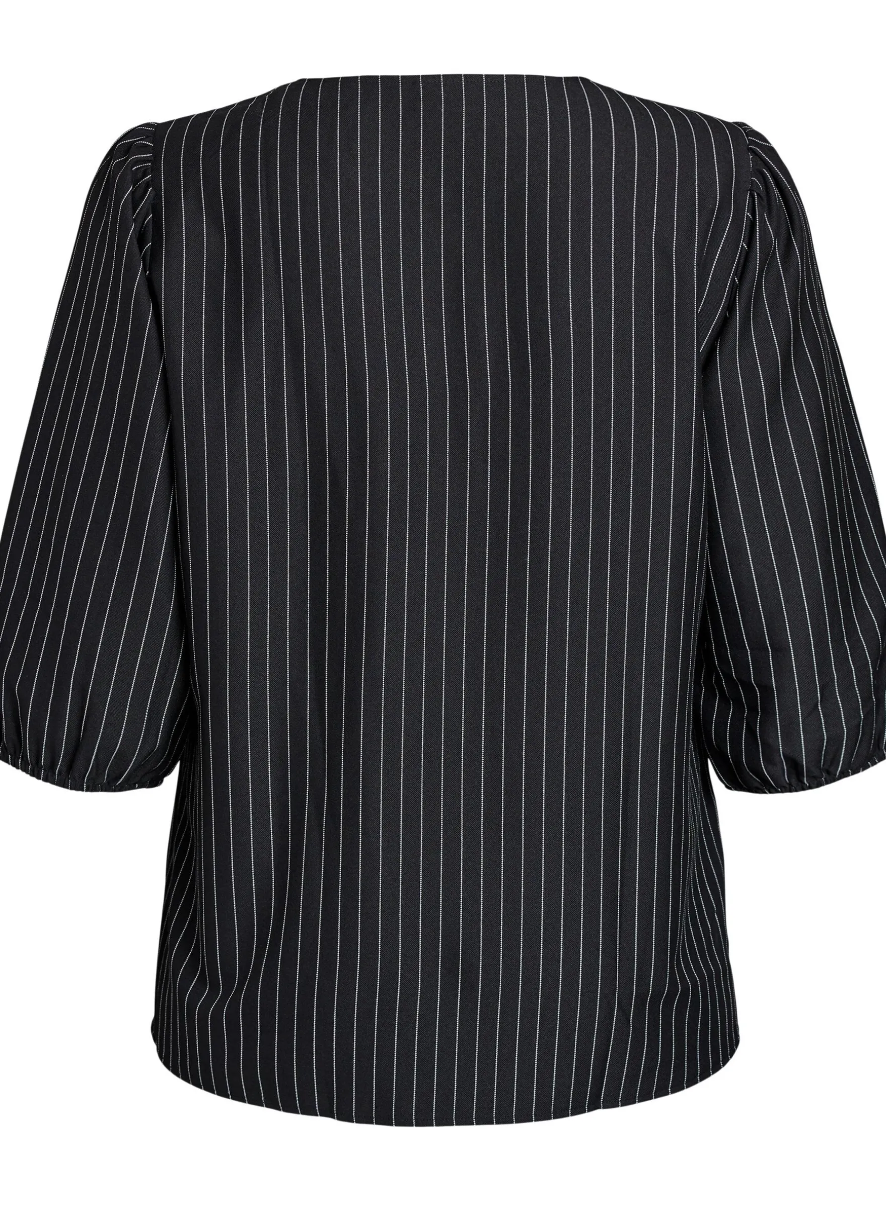 Bluse mit Nadelstreifen und Bindebändern