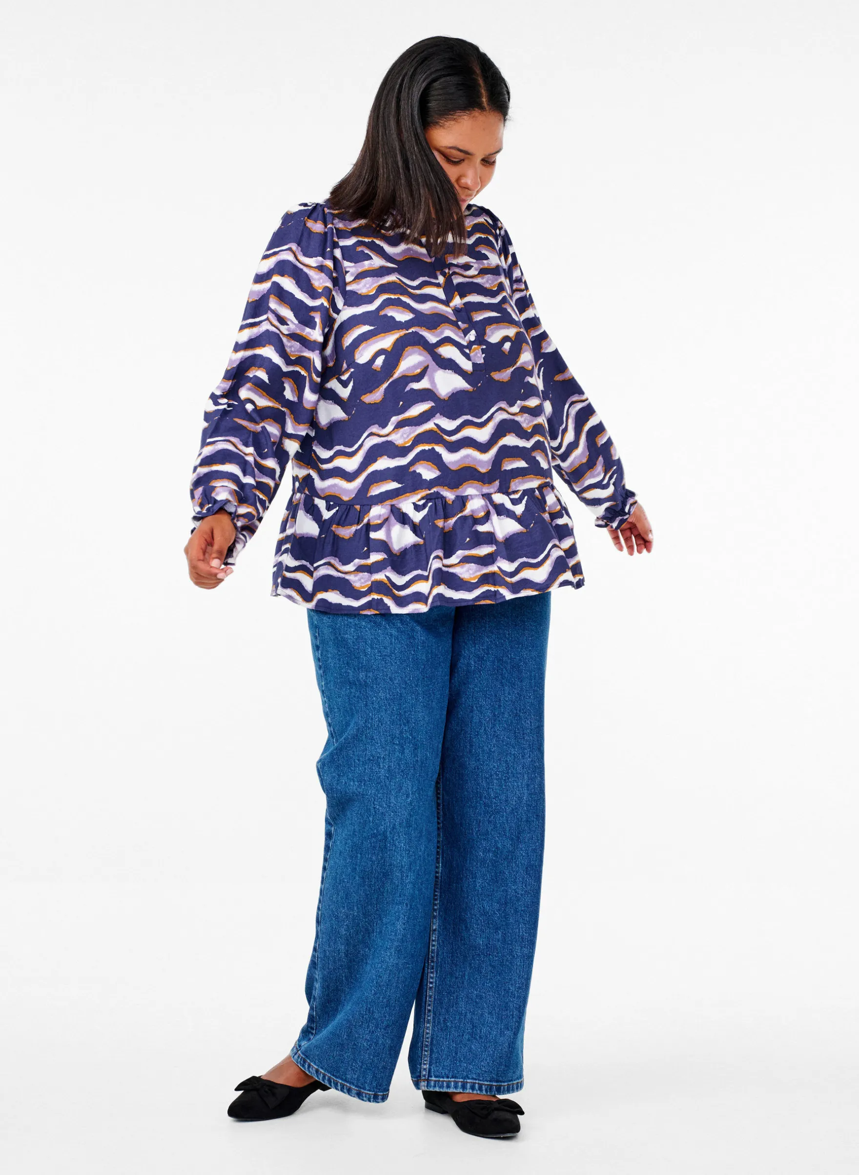 Bluse mit Print und A-Linie