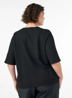 Bluse mit Rippstruktur und Knopfleiste