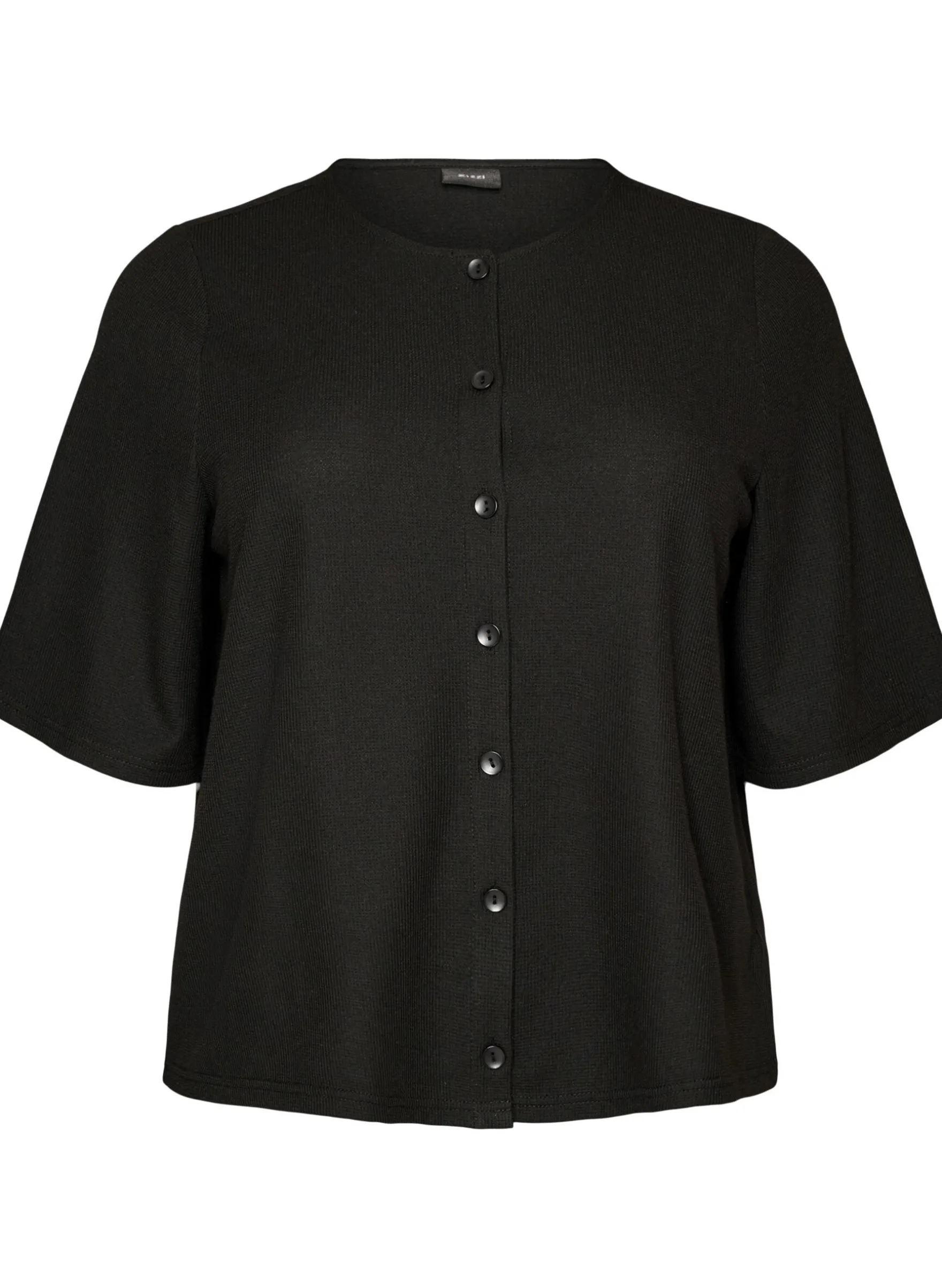 Bluse mit Rippstruktur und Knopfleiste