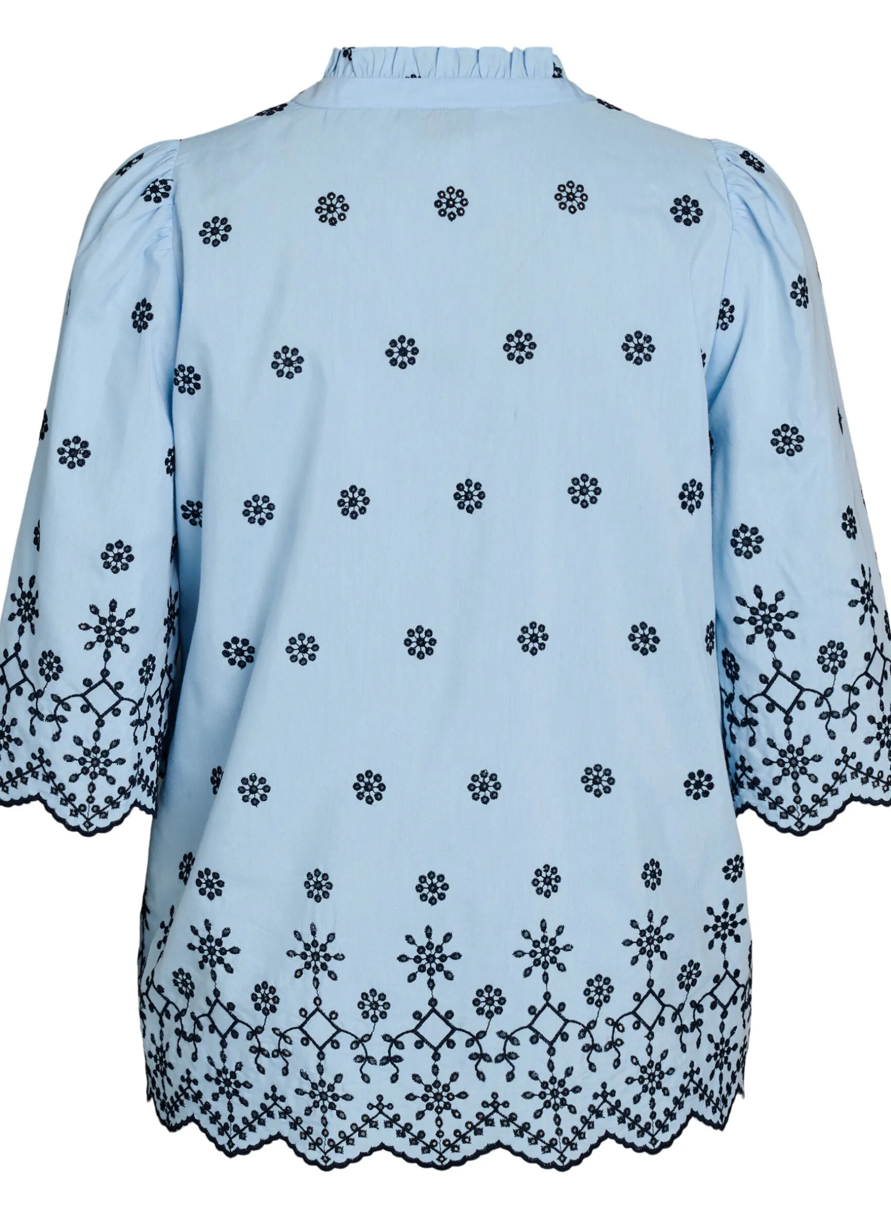 Bluse mit 3/4-Ärmeln und gesticktem Muster