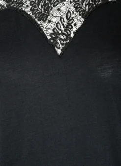 Bluse mit Spitzeneinsatz und Ballonärmeln