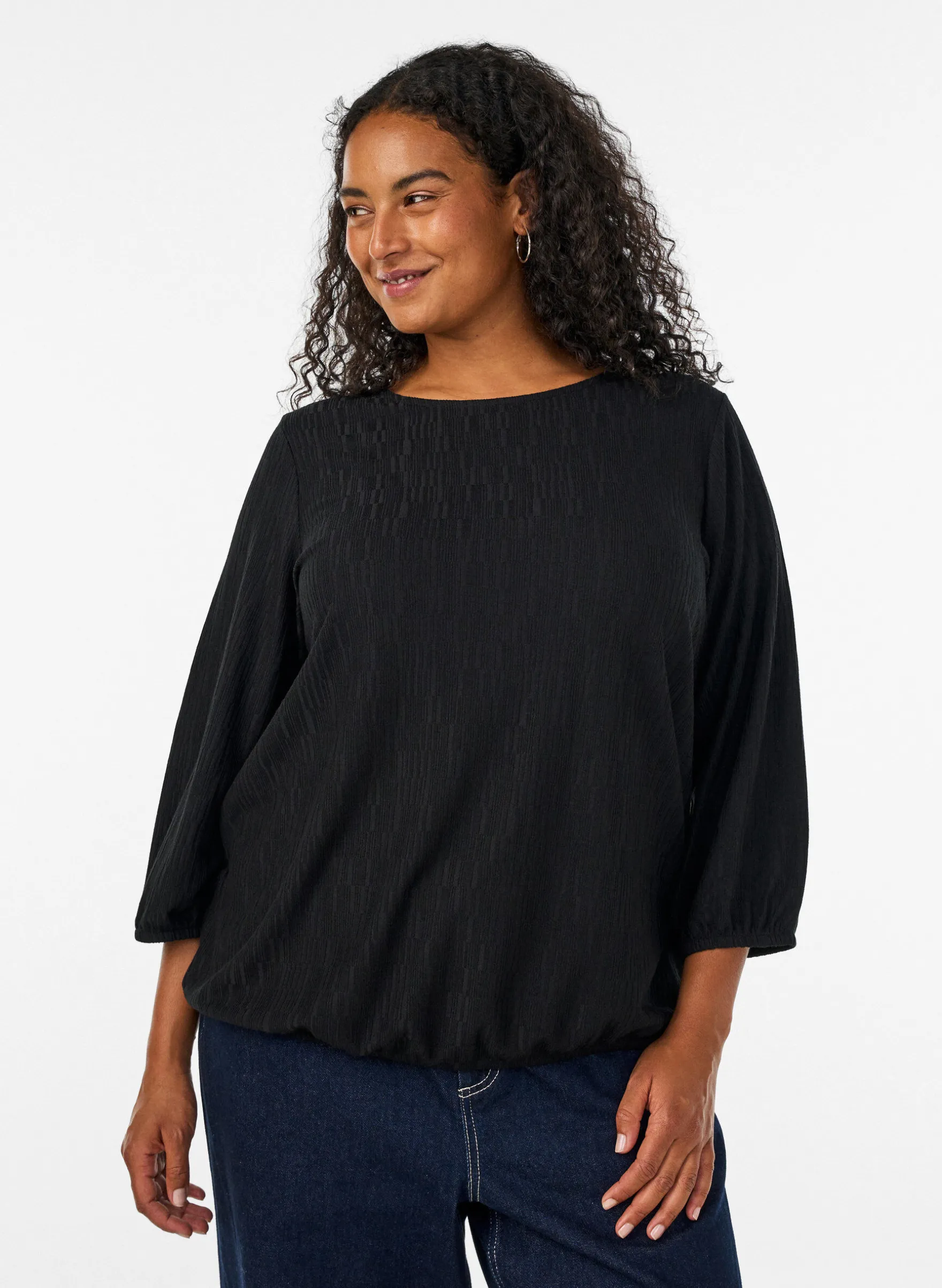 Bluse mit Struktur und 3/4-Ärmeln