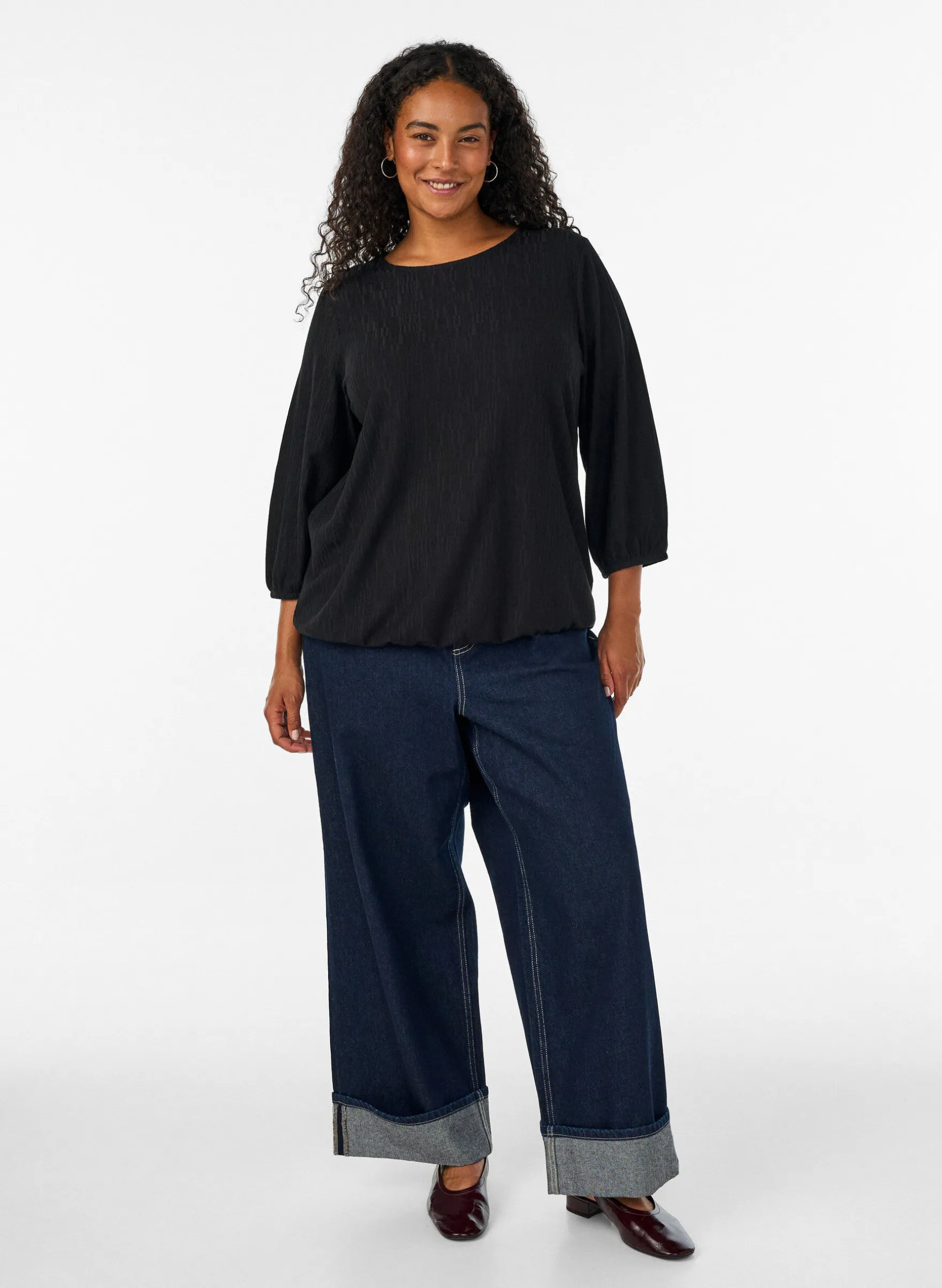 Bluse mit Struktur und 3/4-Ärmeln