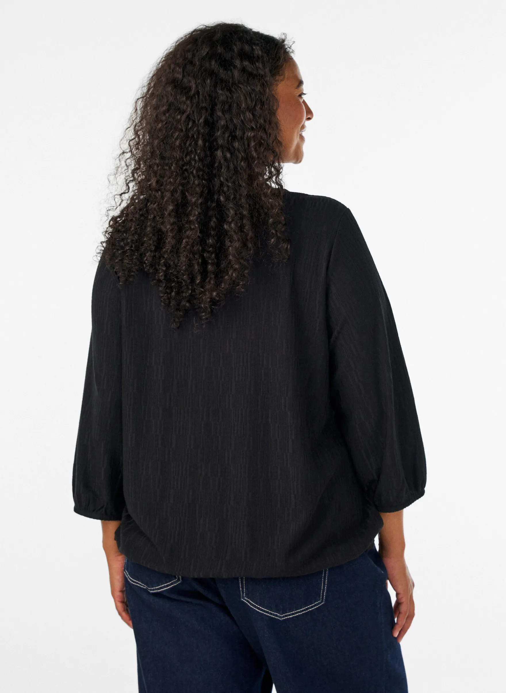 Bluse mit Struktur und 3/4-Ärmeln