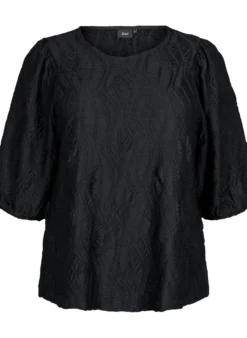 Bluse mit Struktur und 3/4-Ärmeln