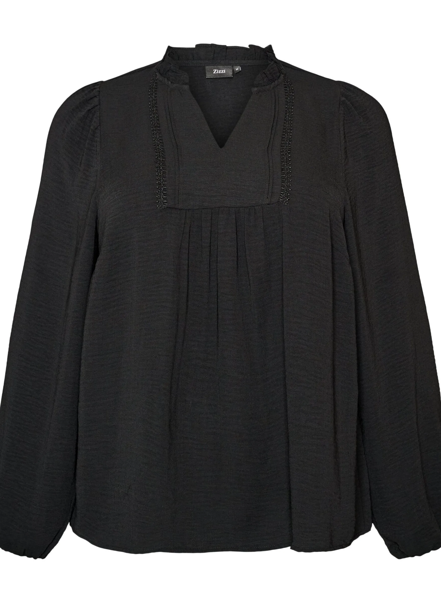 Bluse mit V-Ausschnitt und Häkelband