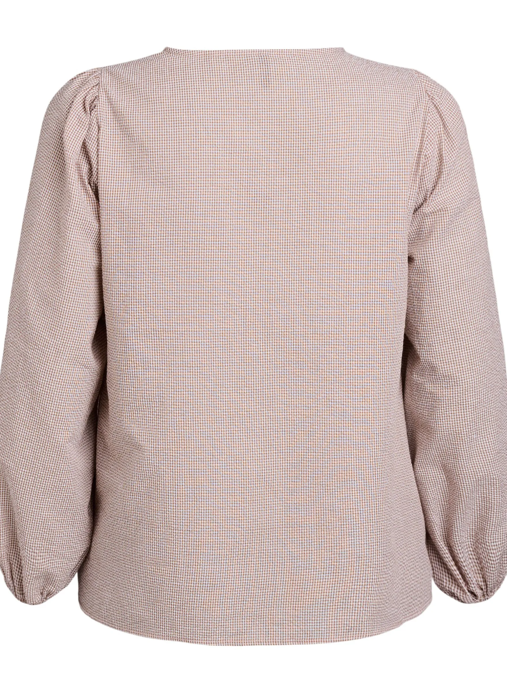 Bluse mit V-Ausschnitt und kleinen Karos