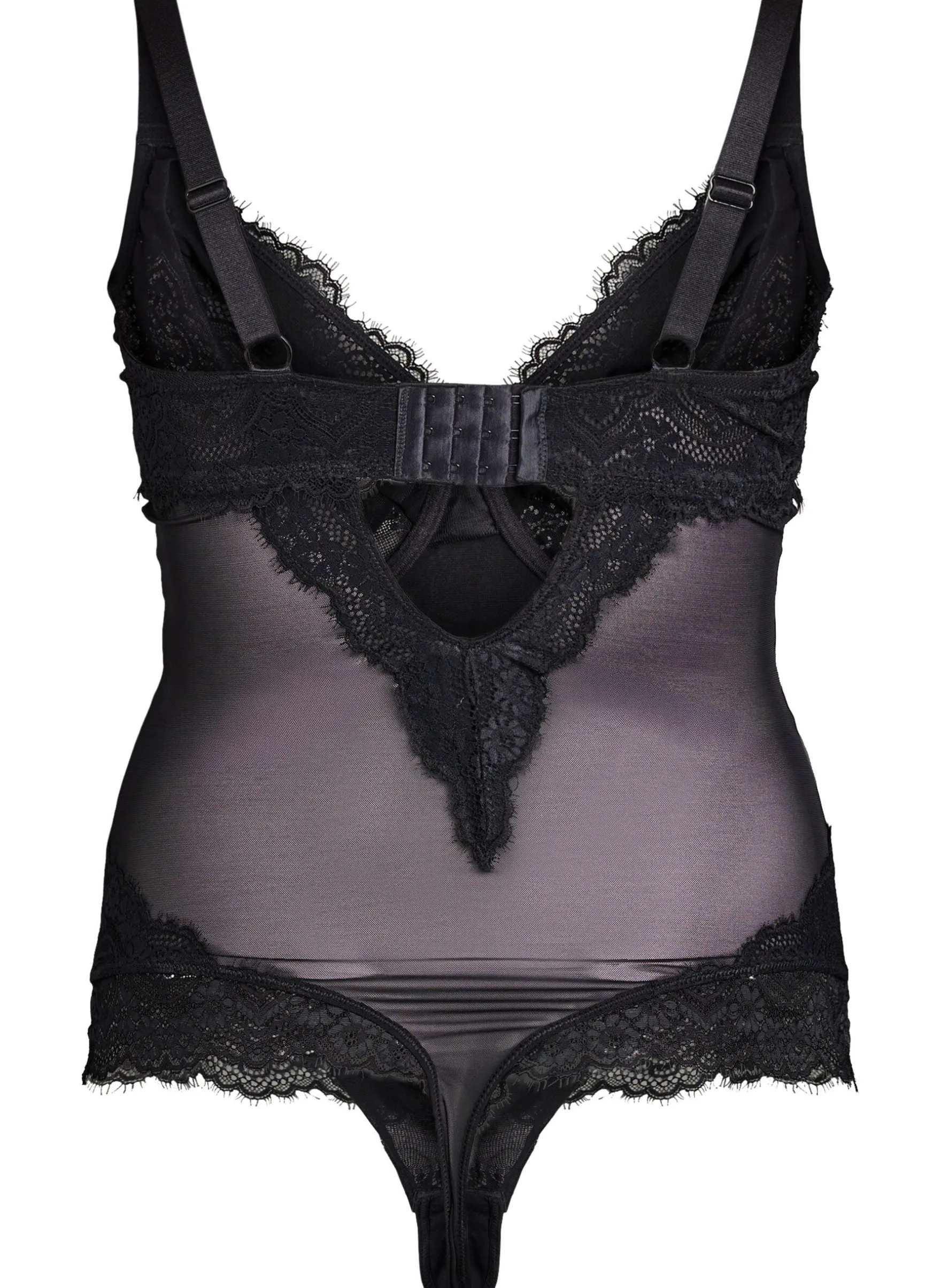 Body aus Mesh mit Spitze und Bügel