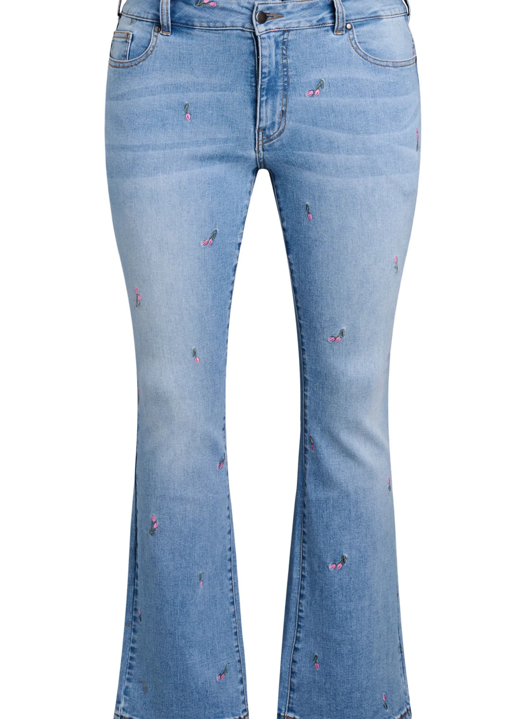 Bootcut Jeans mit gestickten Blumen