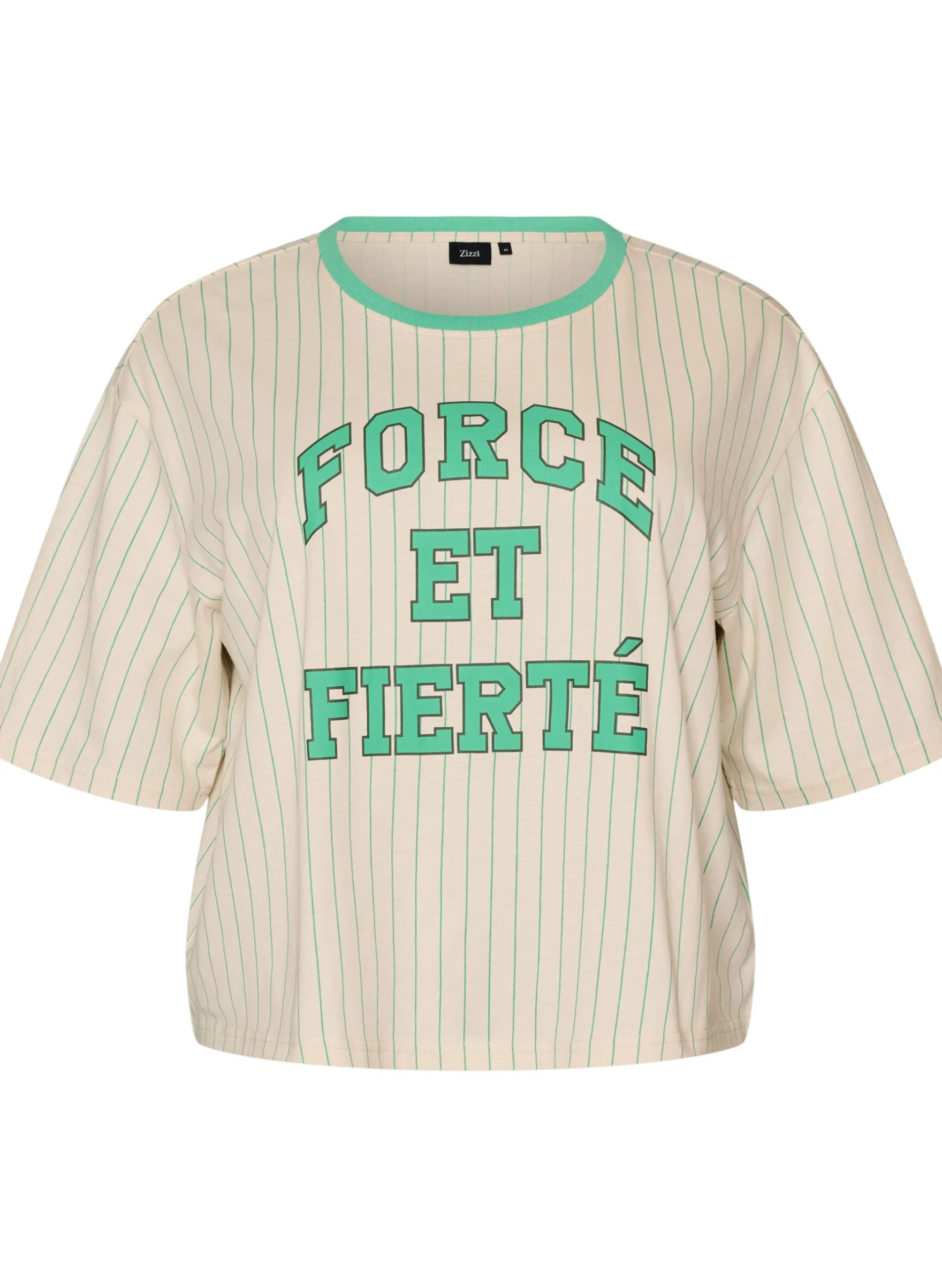 Boxy T-Shirt mit Streifen und Statement-Print