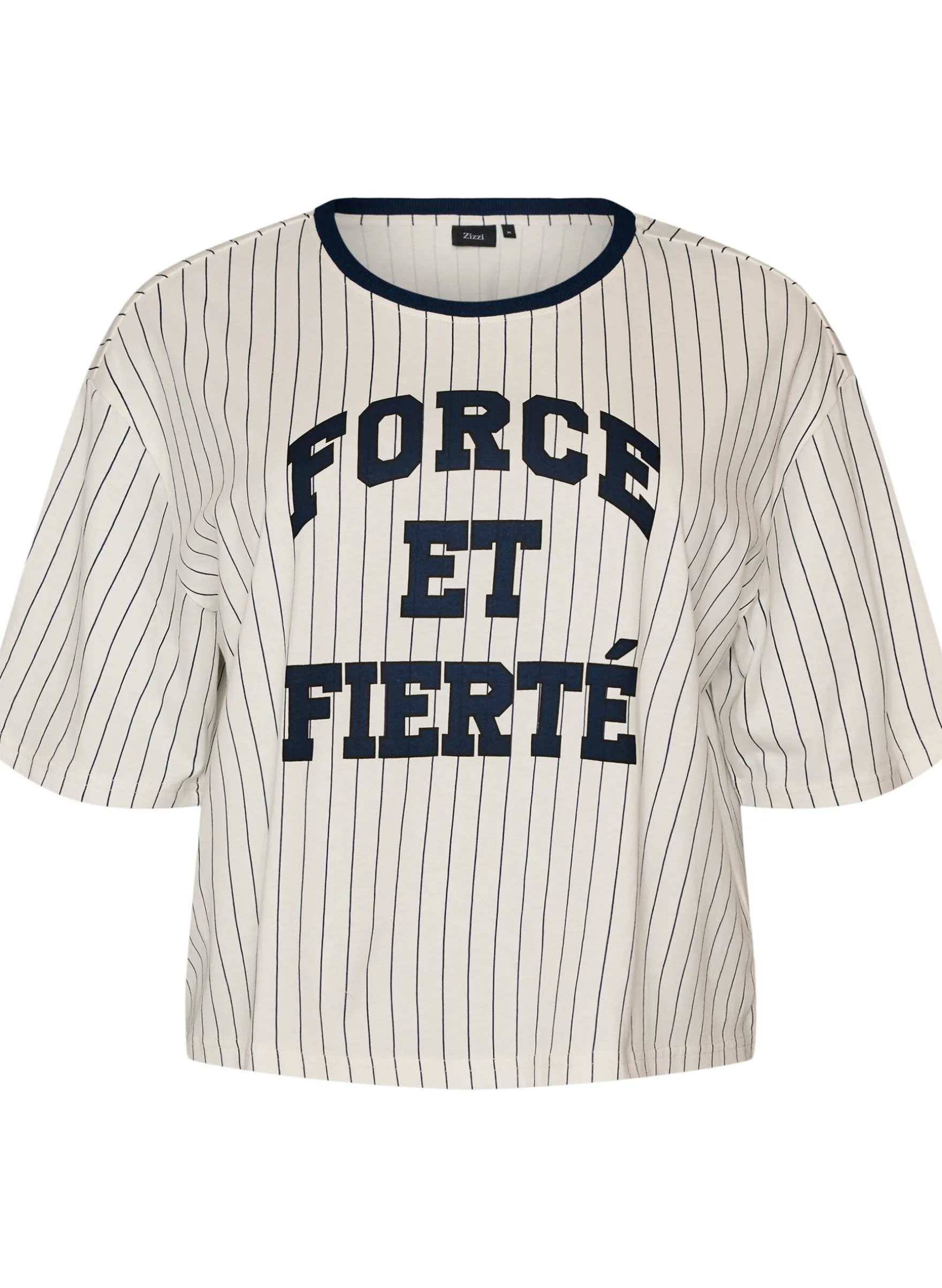 Boxy T-Shirt mit Streifen und Statement-Print
