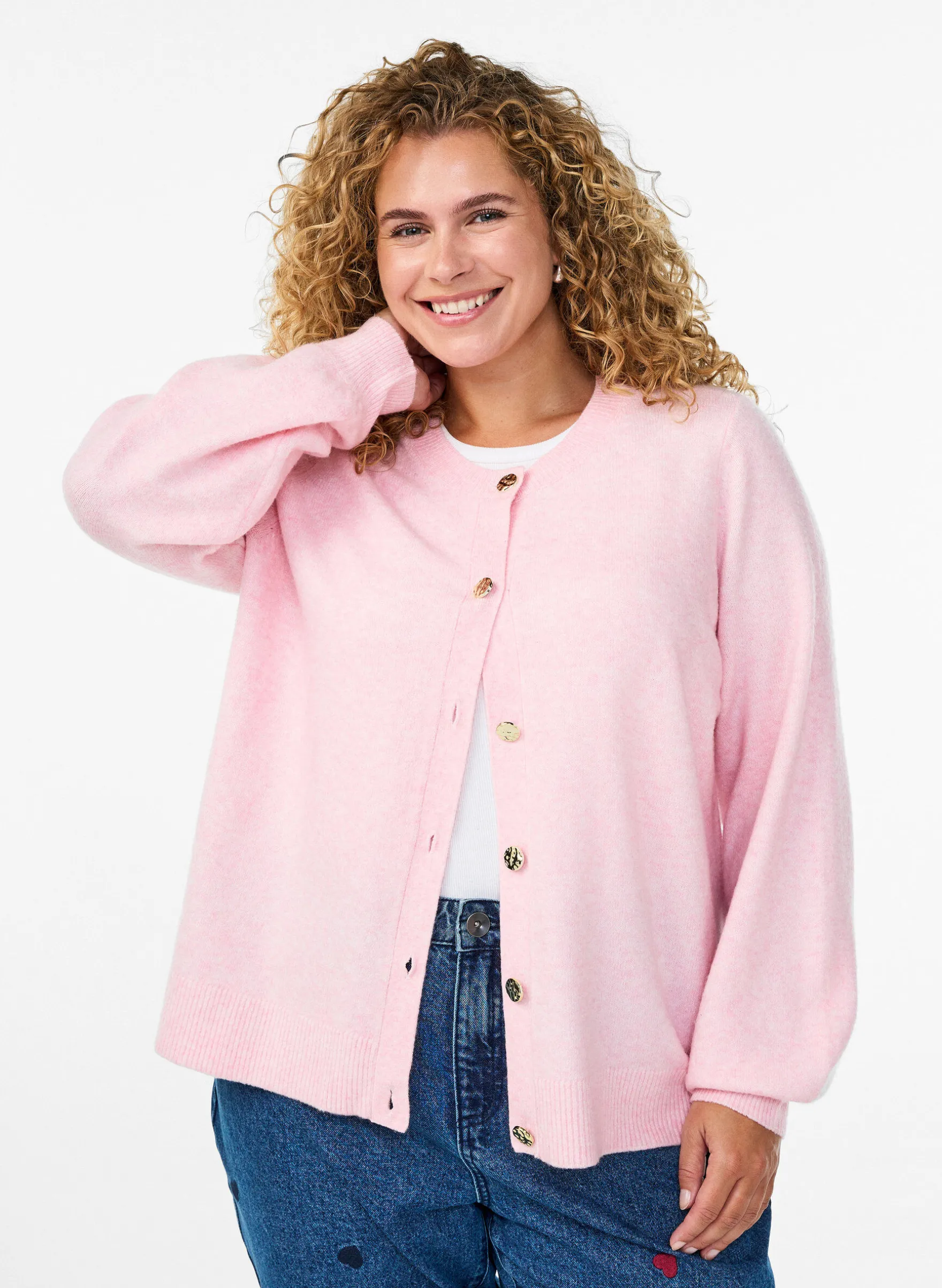 Cardigan aus weichem Strick mit goldfarbenen Knöpfen