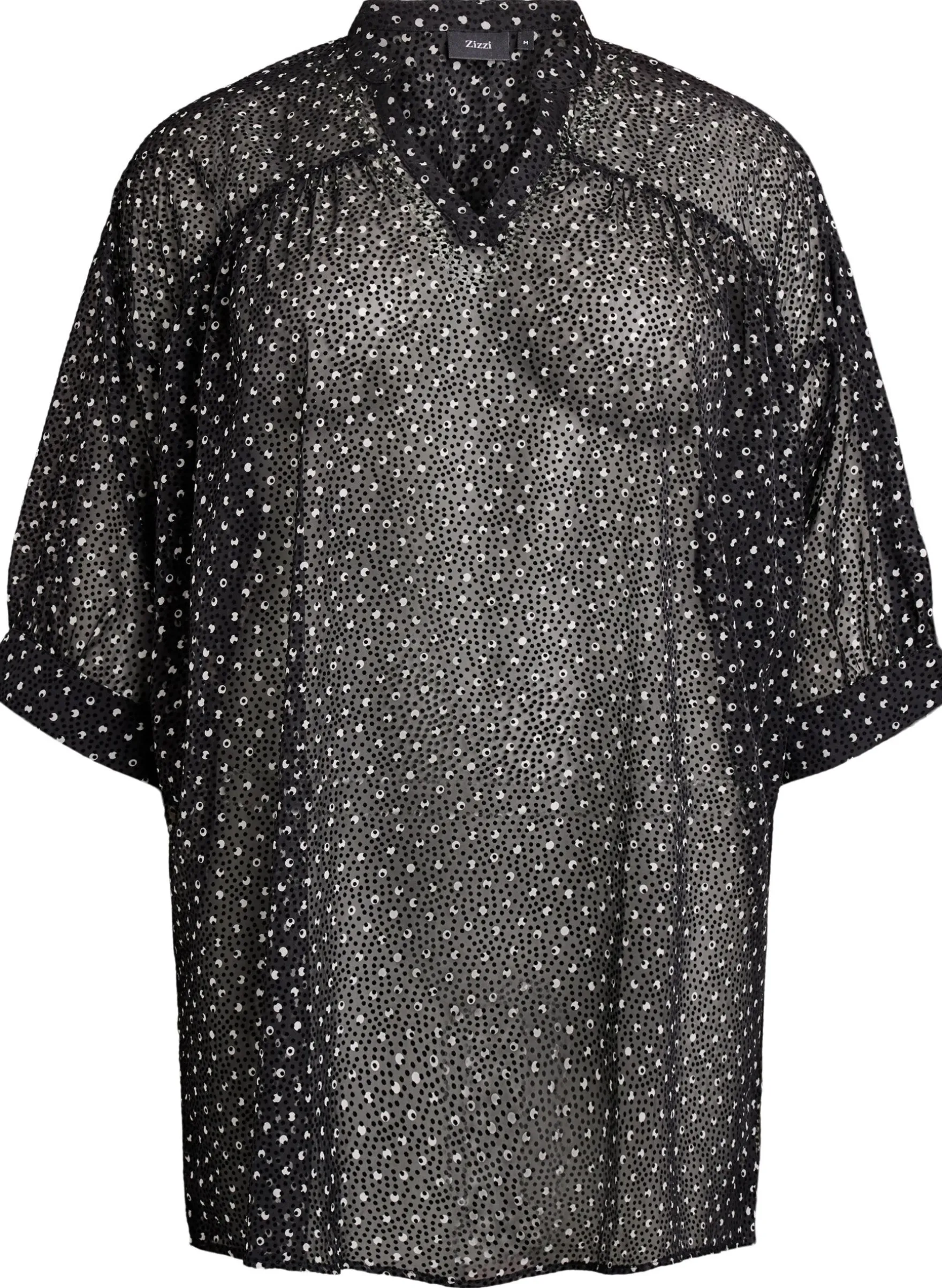 Chiffontunika mit Samtpunkte-Muster