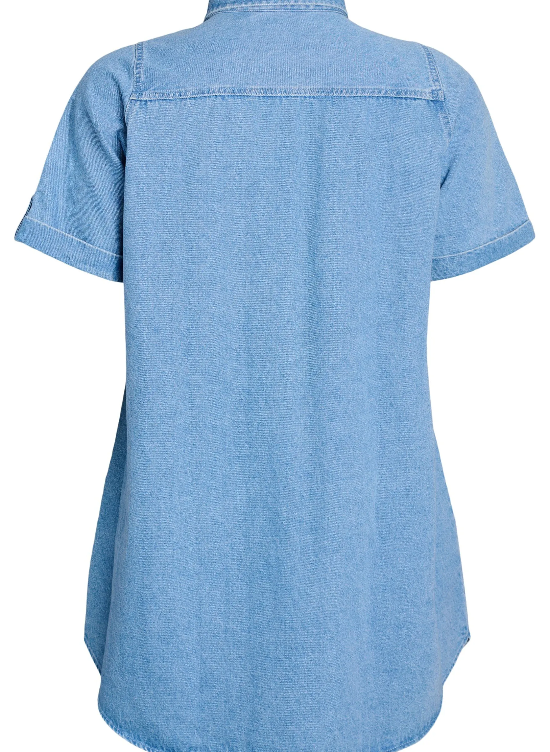 Denimkleid mit kurzen Ärmeln und Knöpfen